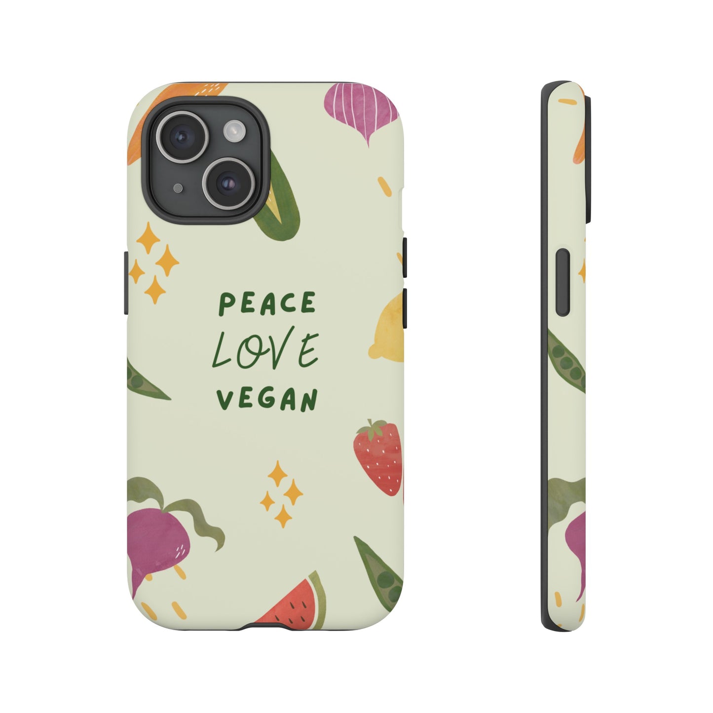 Peace Love Vegan Wallpaper Phone Case | iPhone 15 Plus/ Pro, 14, 13, 12| Google Pixel 7, Pro, 5| Samsung Galaxy S23 All Major Phone Models