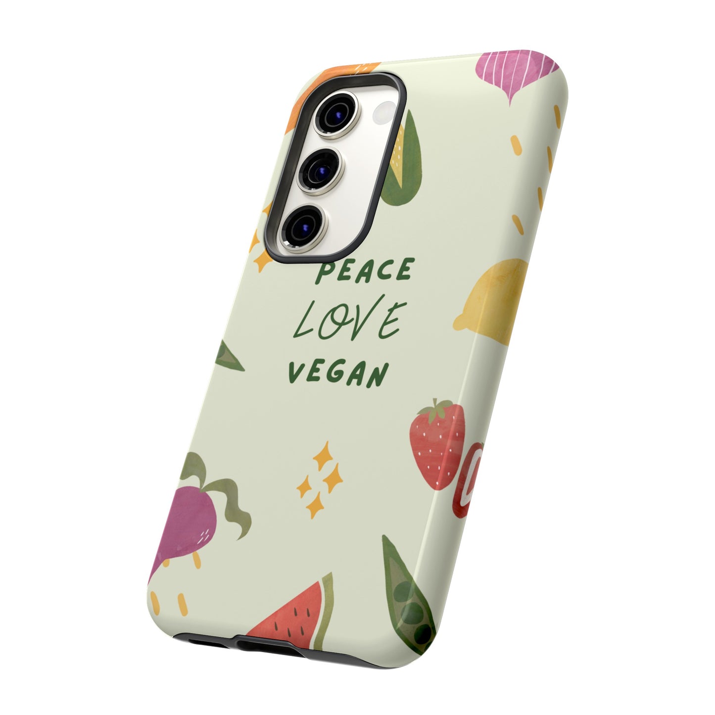 Peace Love Vegan Wallpaper Phone Case | iPhone 15 Plus/ Pro, 14, 13, 12| Google Pixel 7, Pro, 5| Samsung Galaxy S23 All Major Phone Models