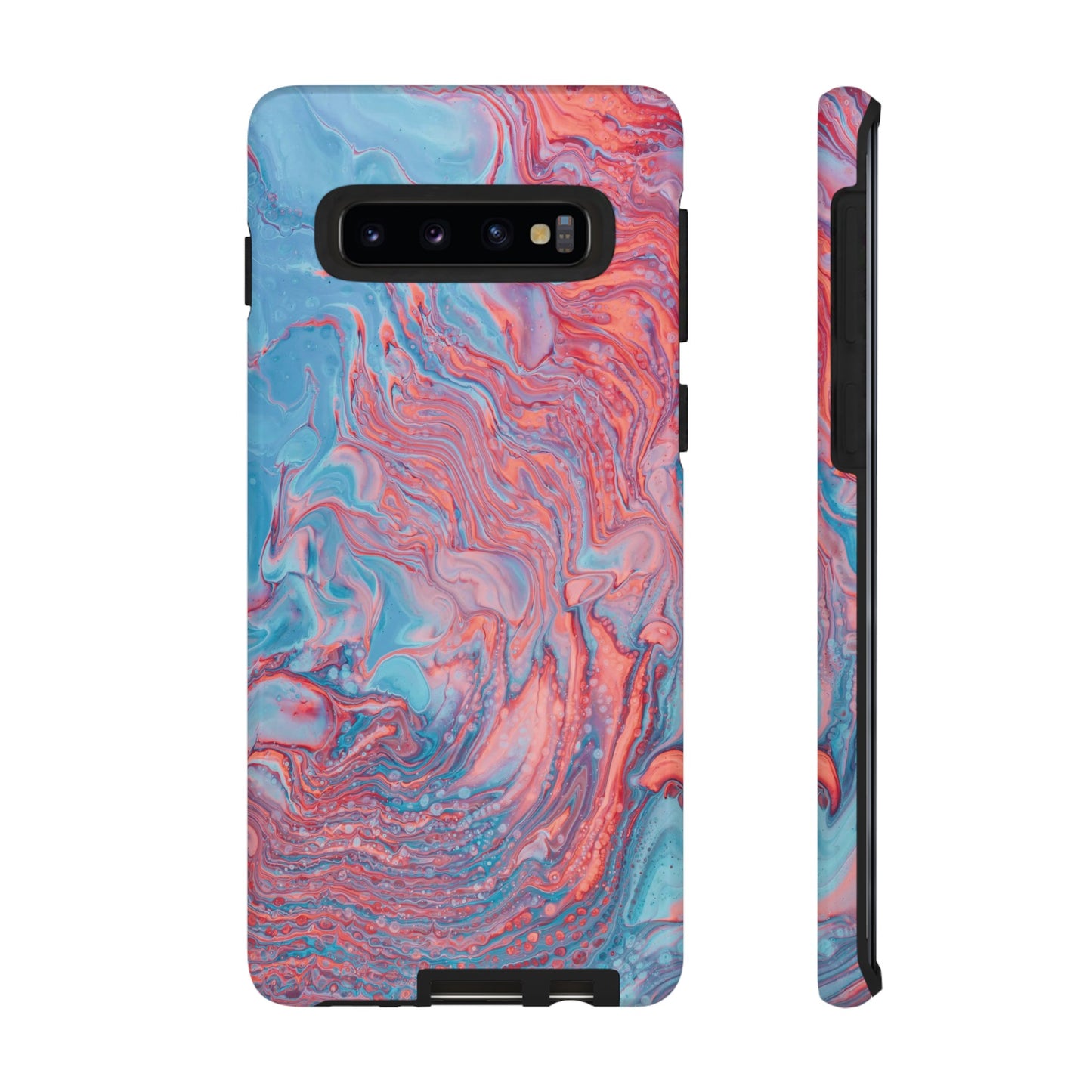 Coral Pink & Blue Abstract Paint Phone Case|iPhone 15 Plus/ Pro, 14, 13, 12|Google Pixel 7, Pro, 5|Samsung Galaxy S23 All Major Phone Models