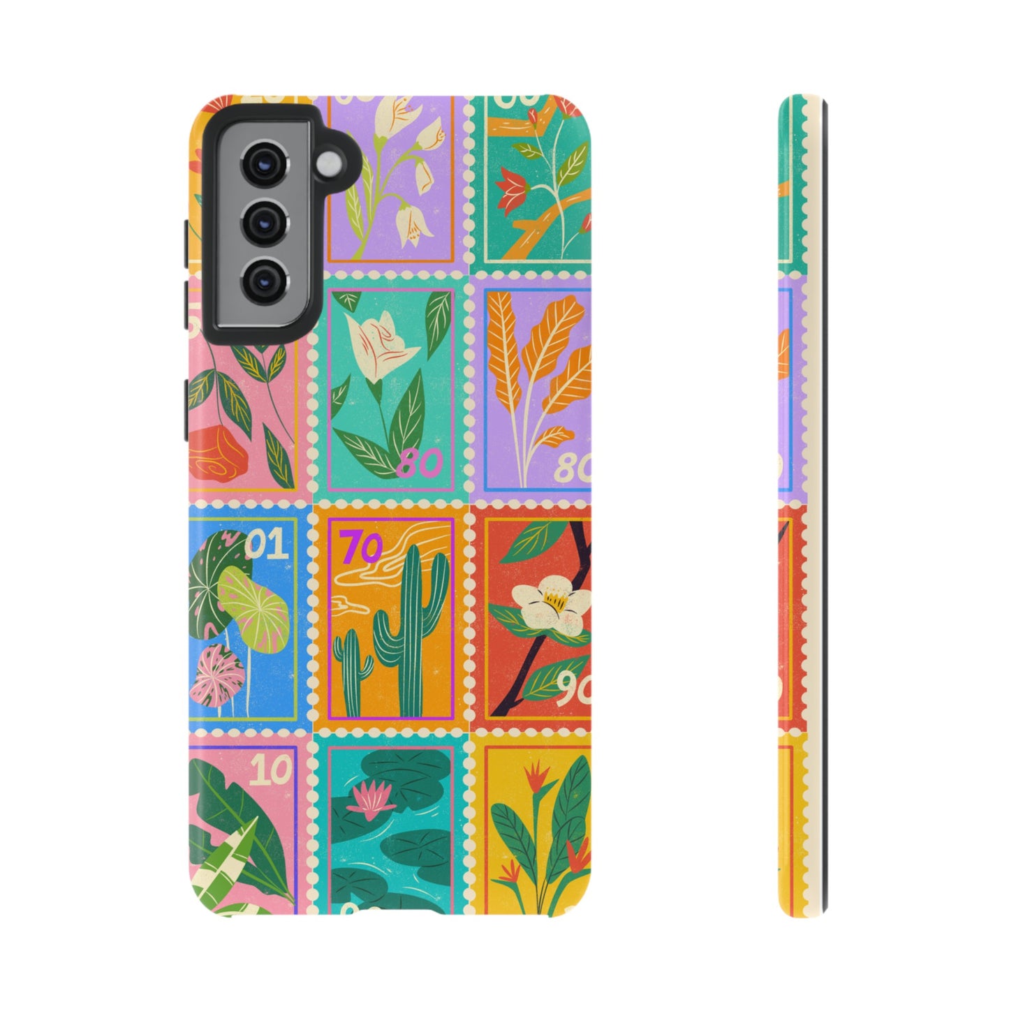 Flower Stamps Phone Case | iPhone 15 Plus/ Pro, 14, 13, 12| Google Pixel 7, Pro, 5| Samsung Galaxy S23 All Major Phone Models