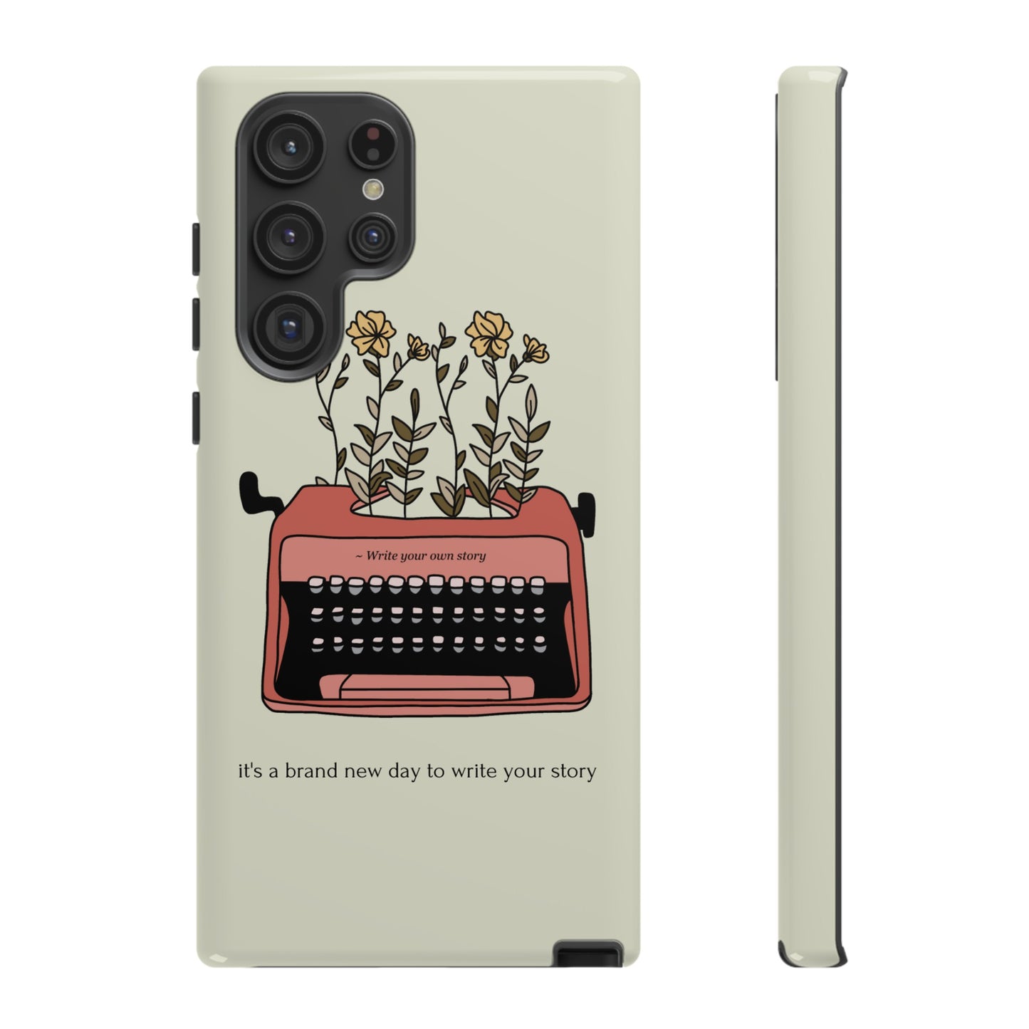 Flower Typewriter Phone Case | iPhone 15 Plus/ Pro, 14, 13, 12| Google Pixel 7, Pro, 5| Samsung Galaxy S23 All Major Phone Models