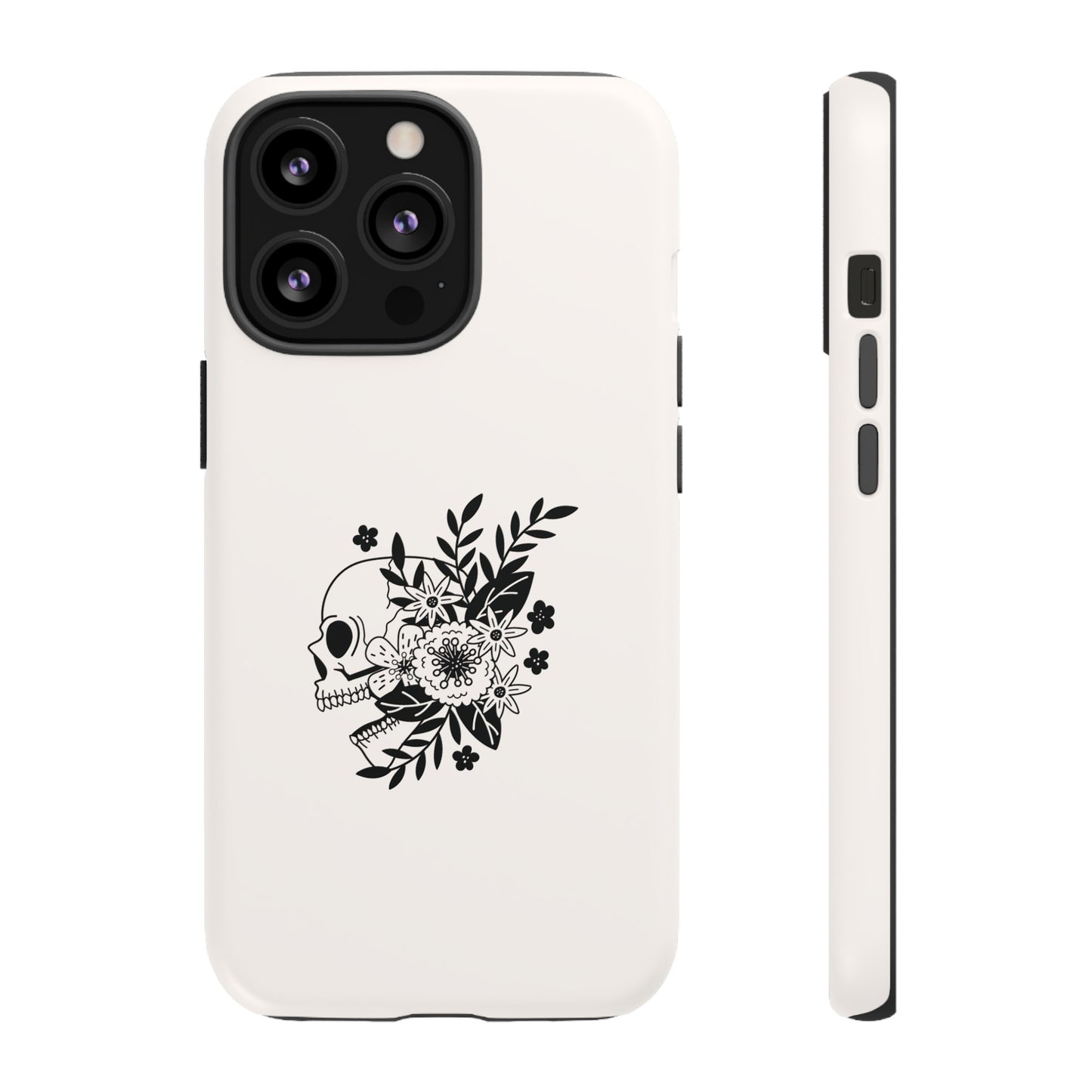 Skull with Flowers Wallpaper Phone Case | iPhone 15 Plus/ Pro, 14, 13, 12| Google Pixel 7, Pro, 5| Samsung Galaxy S23 All Major Phone Models