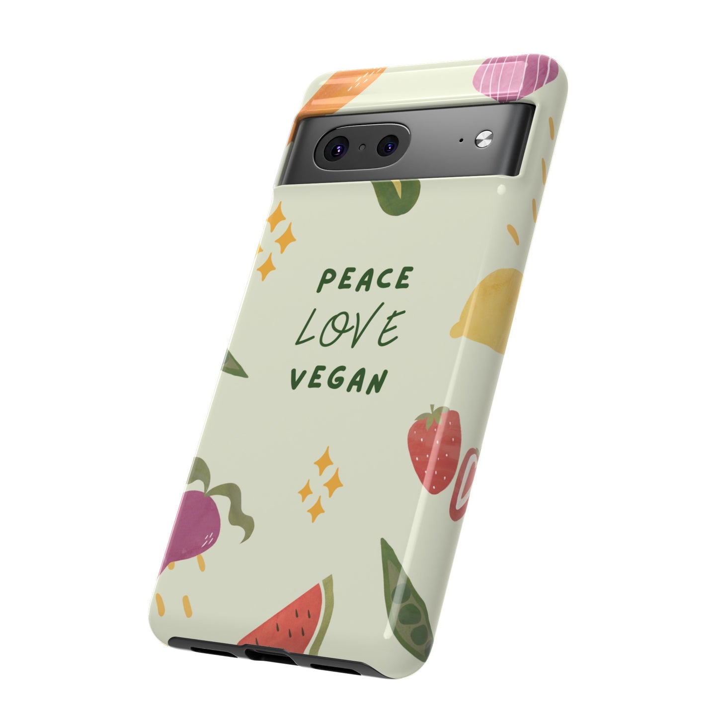 Peace Love Vegan Wallpaper Phone Case | iPhone 15 Plus/ Pro, 14, 13, 12| Google Pixel 7, Pro, 5| Samsung Galaxy S23 All Major Phone Models