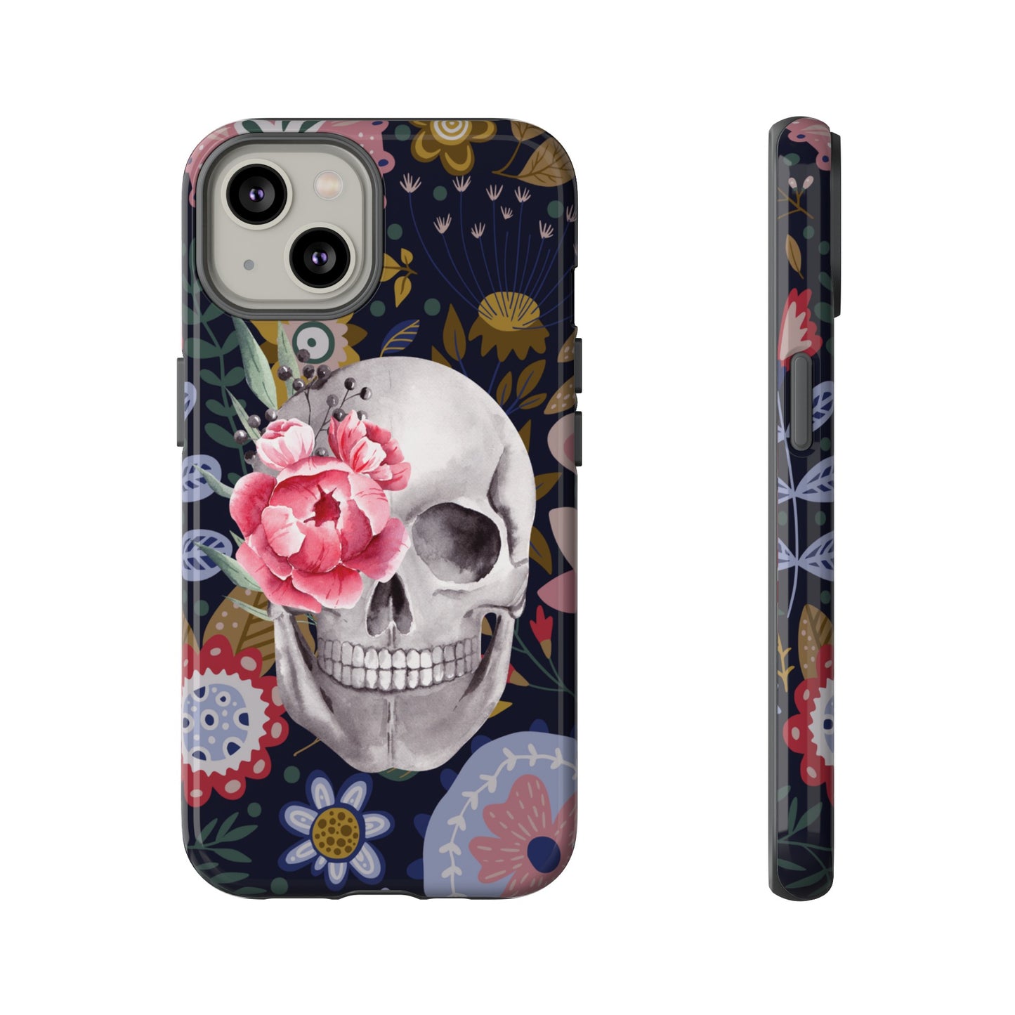 Floral Skull Wallpaper Phone Case | iPhone 15 Plus/ Pro, 14, 13, 12| Google Pixel 7, Pro, 5| Samsung Galaxy S23 All Major Phone Models