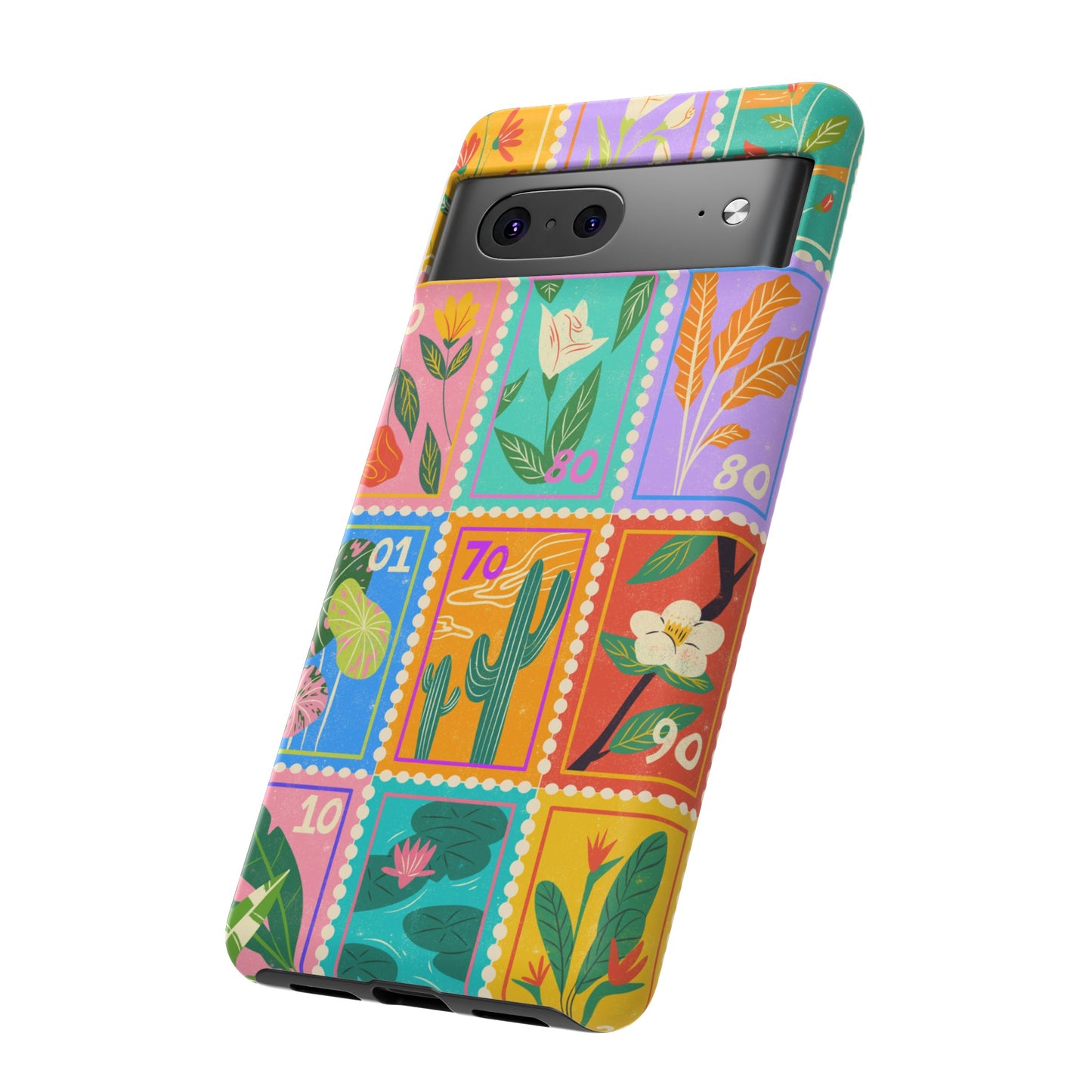 Flower Stamps Phone Case | iPhone 15 Plus/ Pro, 14, 13, 12| Google Pixel 7, Pro, 5| Samsung Galaxy S23 All Major Phone Models