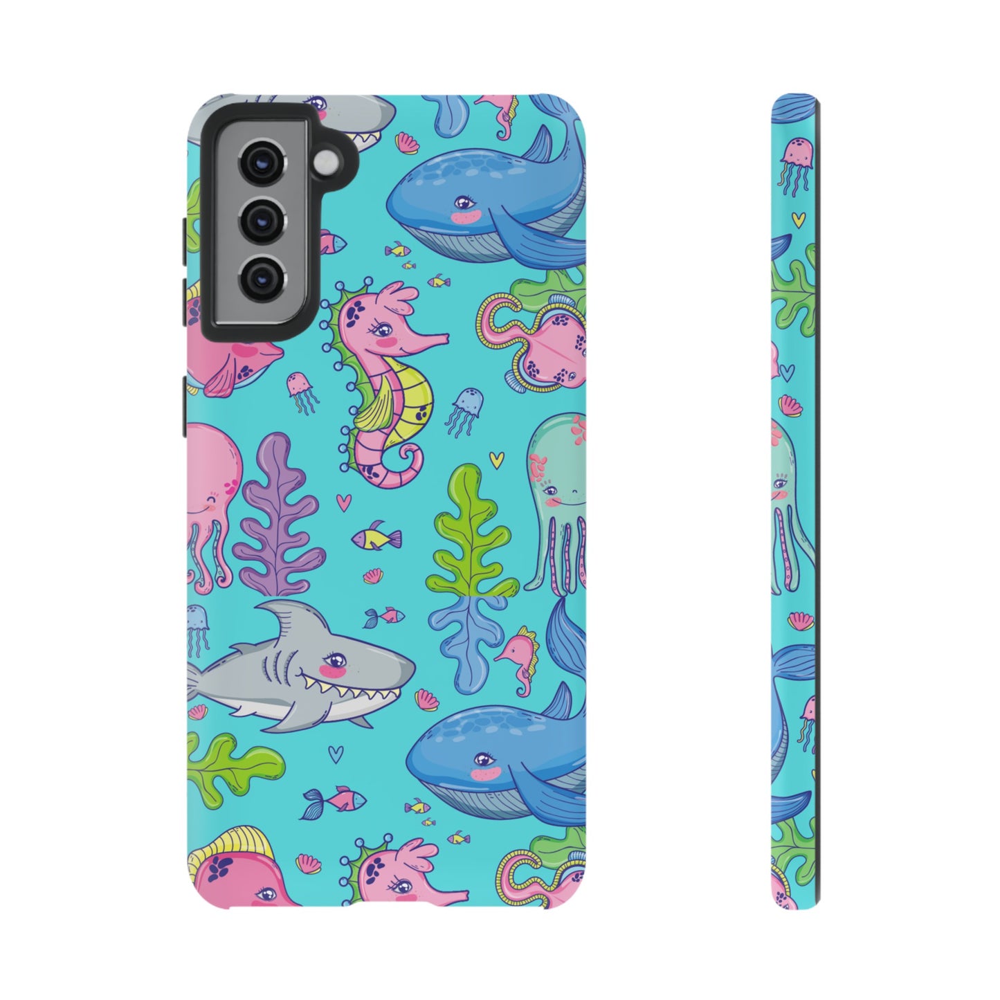 Cartoon Sea Creatures Wallpaper Phone Case | iPhone 15 Plus/ Pro, 14, 13, 12| Google Pixel 7, Pro, 5| Samsung Galaxy S23 All Major Phone Models