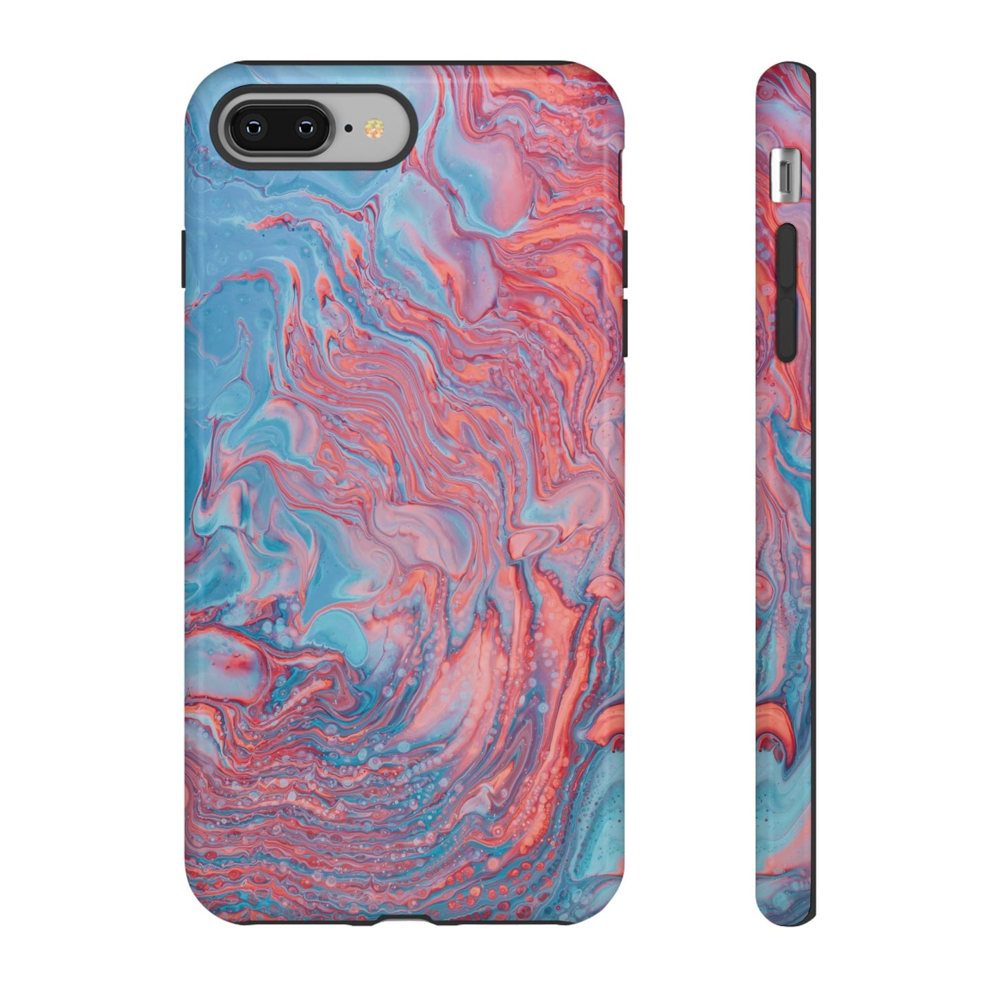 Coral Pink & Blue Abstract Paint Phone Case|iPhone 15 Plus/ Pro, 14, 13, 12|Google Pixel 7, Pro, 5|Samsung Galaxy S23 All Major Phone Models