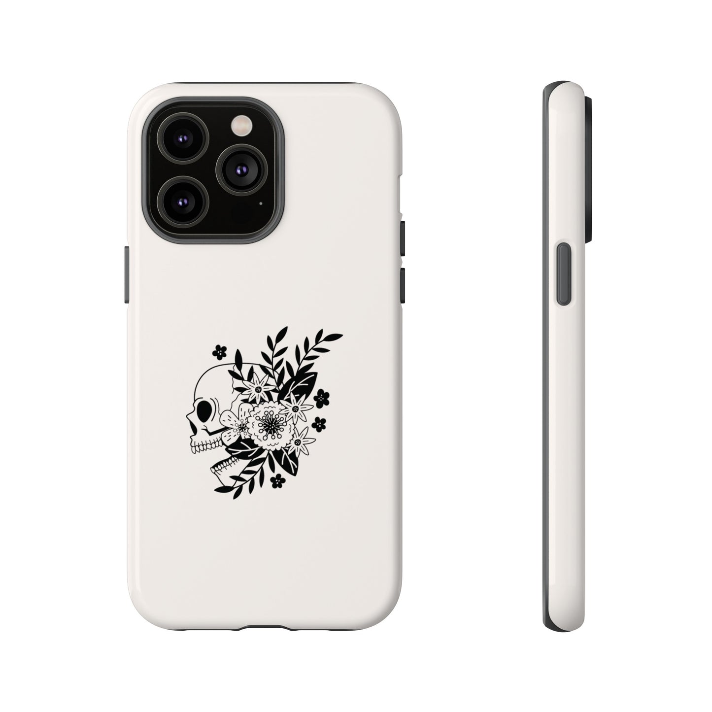 Skull with Flowers Wallpaper Phone Case | iPhone 15 Plus/ Pro, 14, 13, 12| Google Pixel 7, Pro, 5| Samsung Galaxy S23 All Major Phone Models