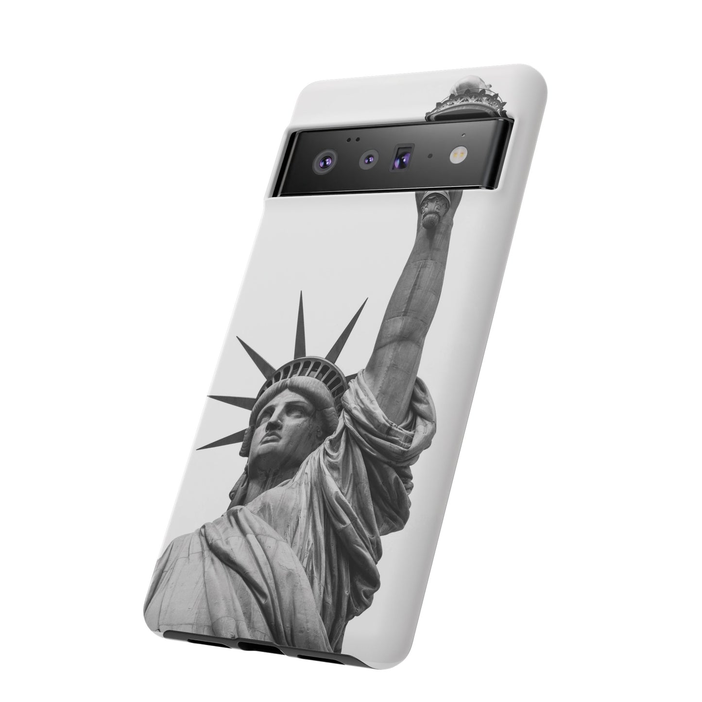 Black & White Statue of Liberty Wallpaper Phone Case | iPhone 15 Plus/ Pro, 14, 13, 12| Google Pixel 7, Pro, 5| Samsung Galaxy S23 All Major Phone Models