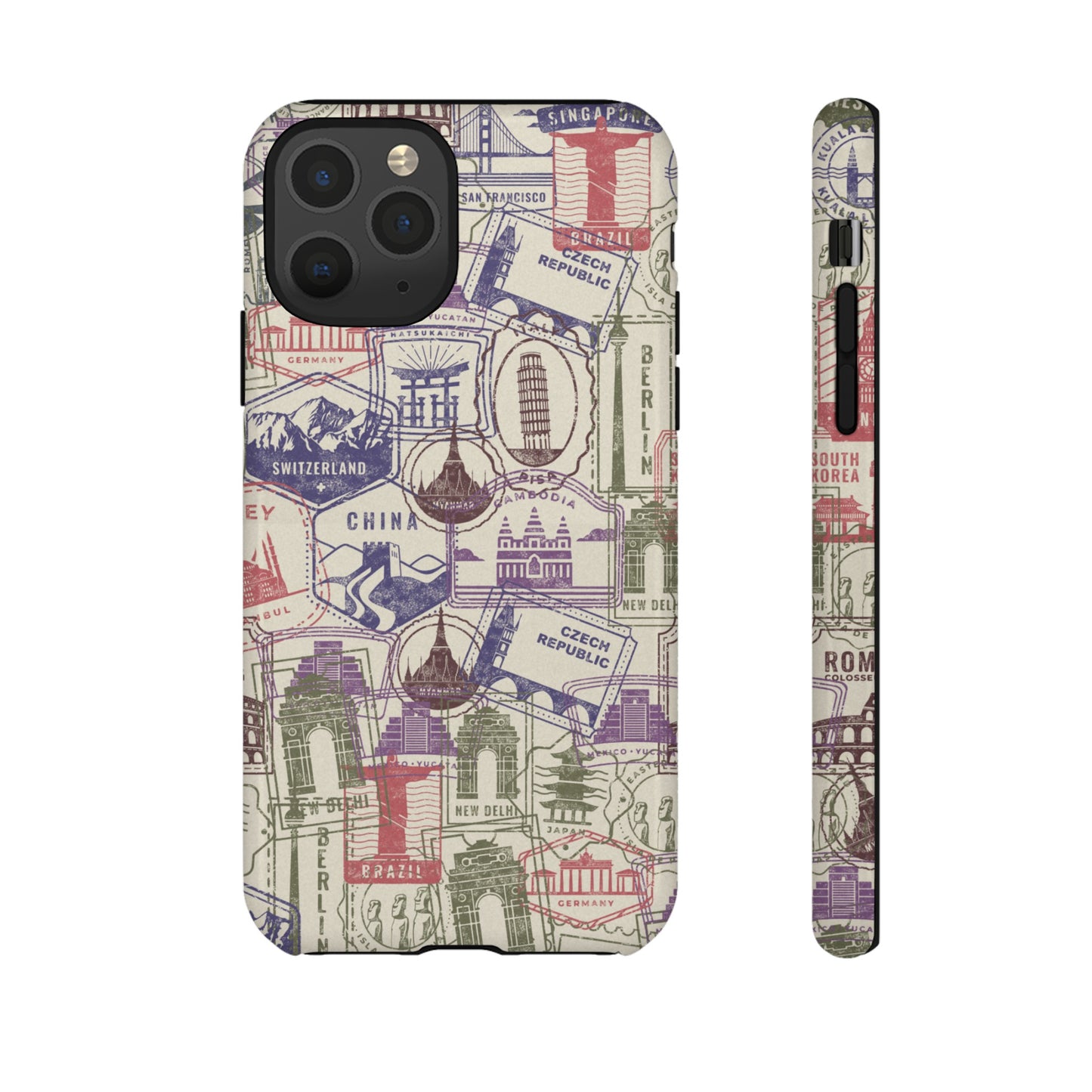 Travel Stamp Wallpaper Phone Case | iPhone 15 Plus/ Pro, 14, 13, 12| Google Pixel 7, Pro, 5| Samsung Galaxy S23 All Major Phone Models