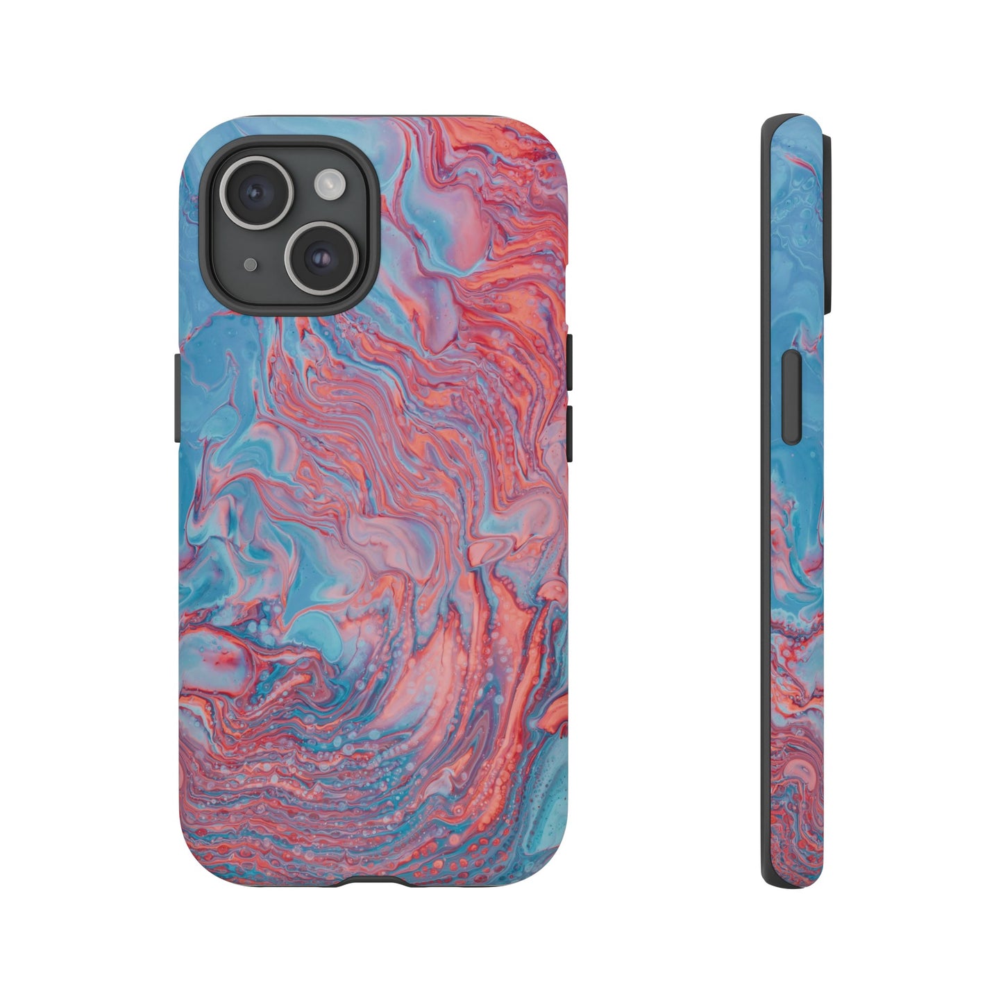 Coral Pink & Blue Abstract Paint Phone Case|iPhone 15 Plus/ Pro, 14, 13, 12|Google Pixel 7, Pro, 5|Samsung Galaxy S23 All Major Phone Models