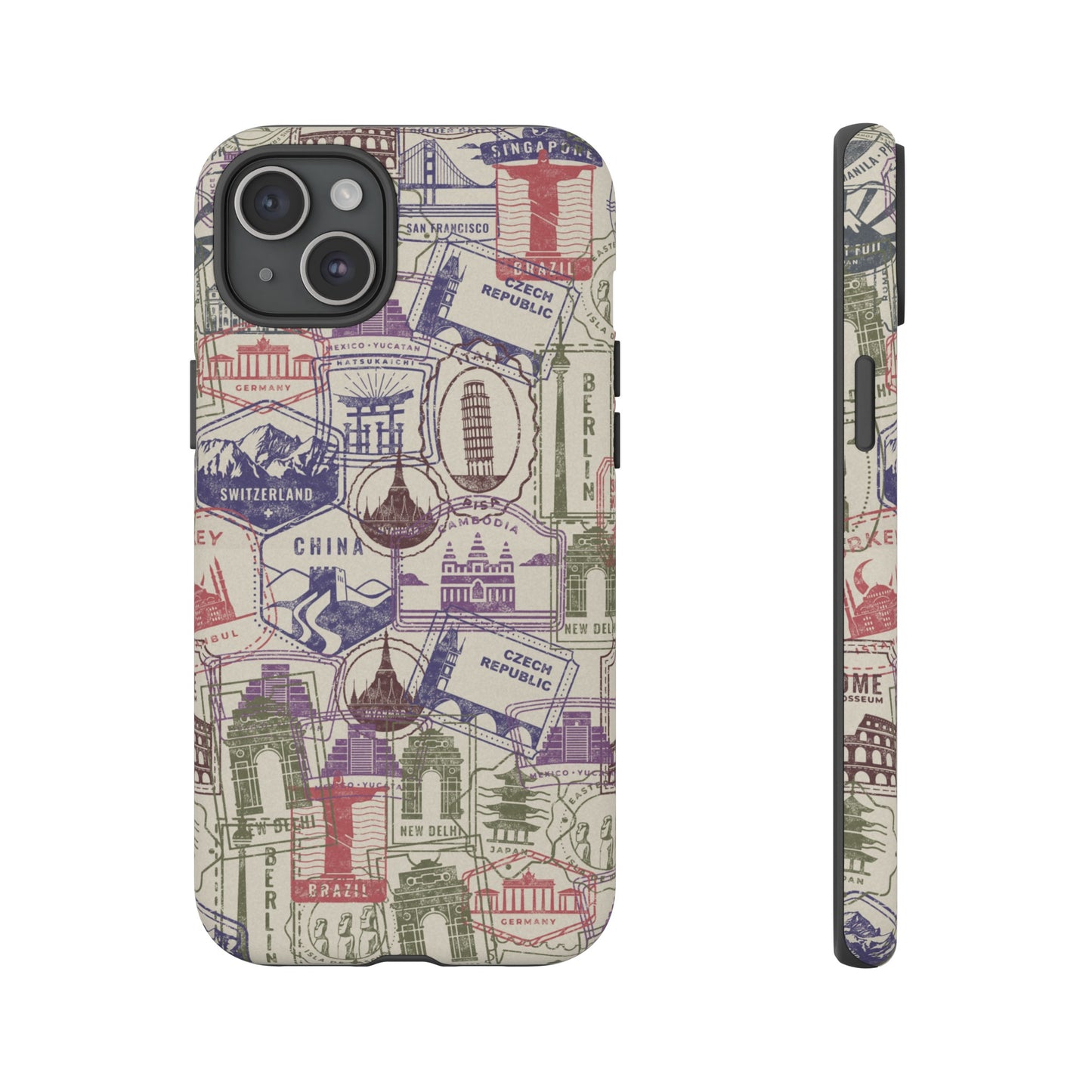 Travel Stamp Wallpaper Phone Case | iPhone 15 Plus/ Pro, 14, 13, 12| Google Pixel 7, Pro, 5| Samsung Galaxy S23 All Major Phone Models