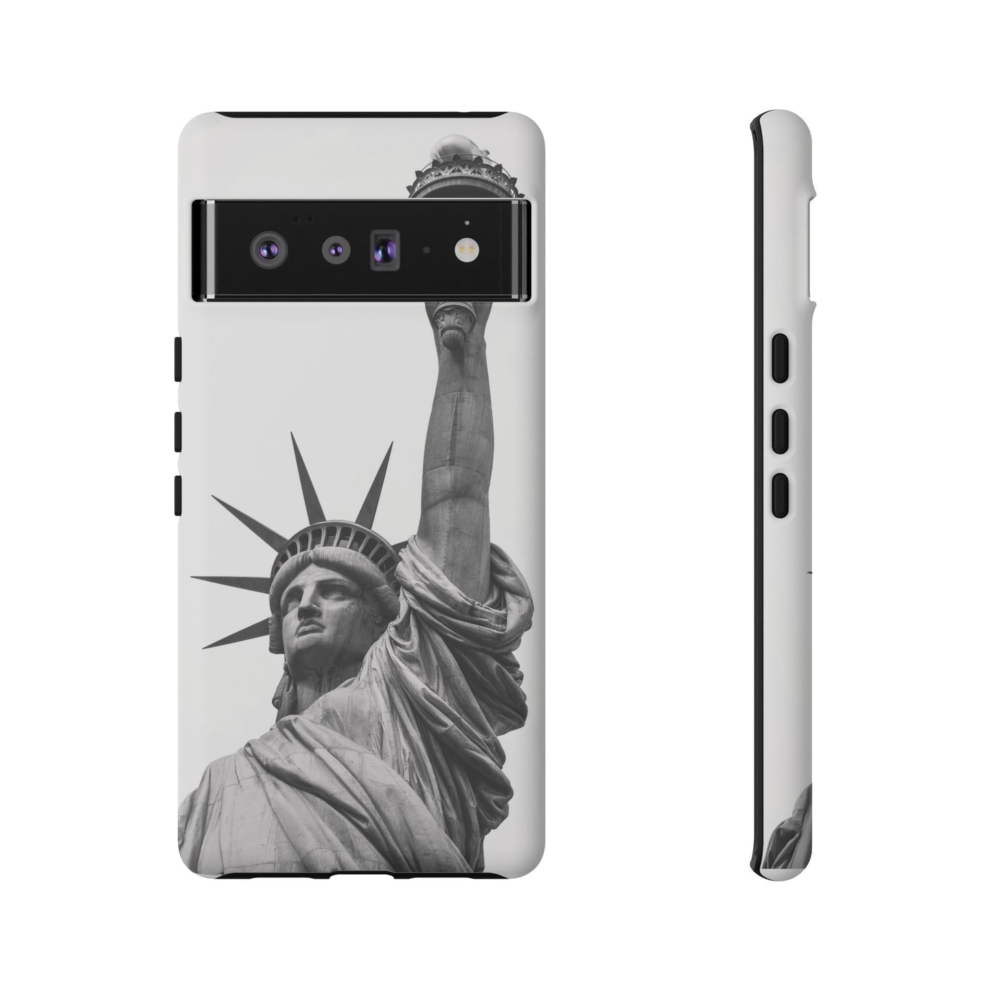 Black & White Statue of Liberty Wallpaper Phone Case | iPhone 15 Plus/ Pro, 14, 13, 12| Google Pixel 7, Pro, 5| Samsung Galaxy S23 All Major Phone Models