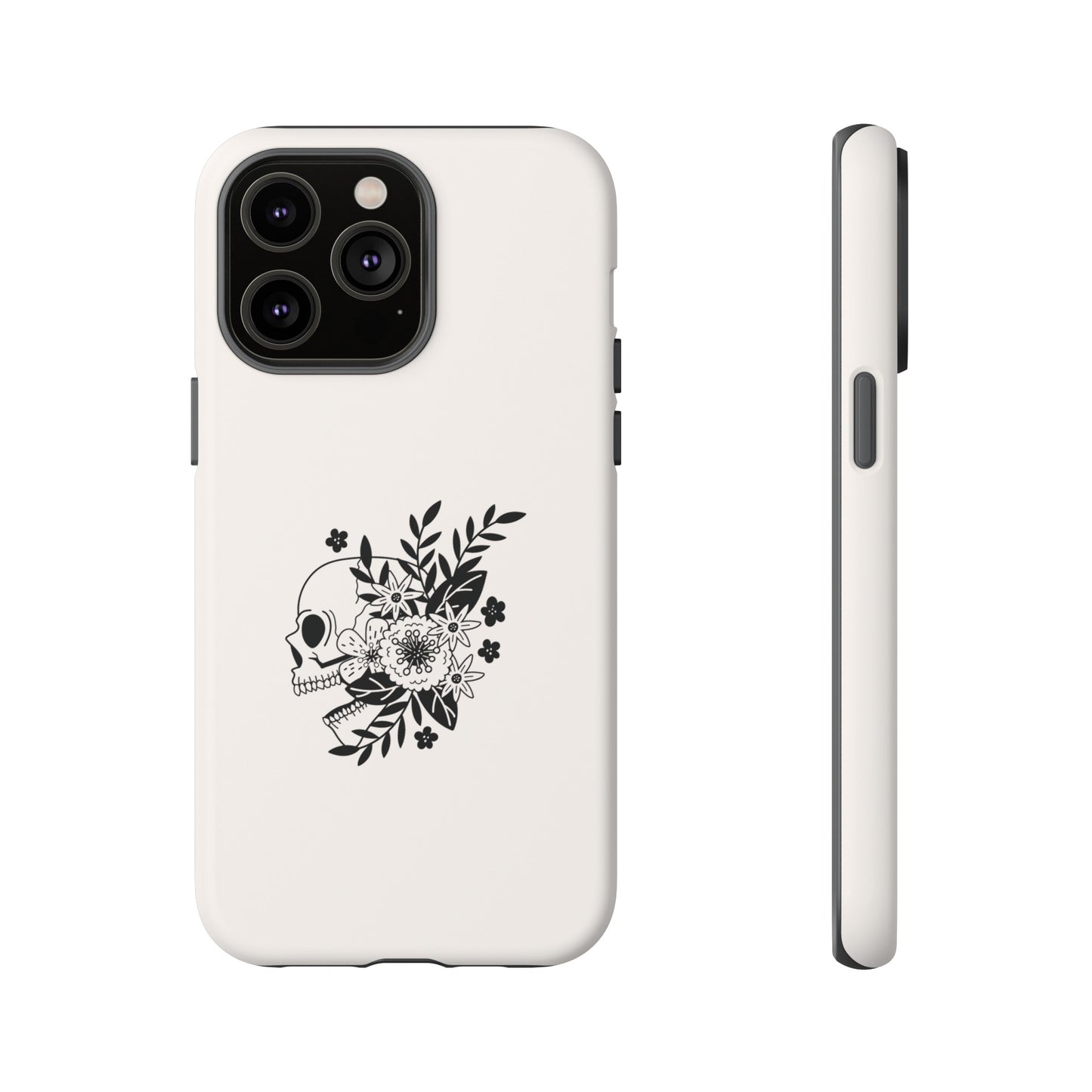 Skull with Flowers Wallpaper Phone Case | iPhone 15 Plus/ Pro, 14, 13, 12| Google Pixel 7, Pro, 5| Samsung Galaxy S23 All Major Phone Models