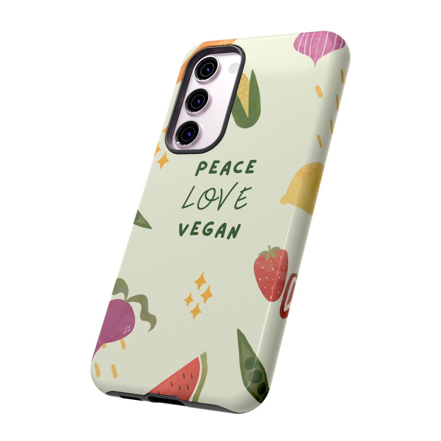 Peace Love Vegan Wallpaper Phone Case | iPhone 15 Plus/ Pro, 14, 13, 12| Google Pixel 7, Pro, 5| Samsung Galaxy S23 All Major Phone Models