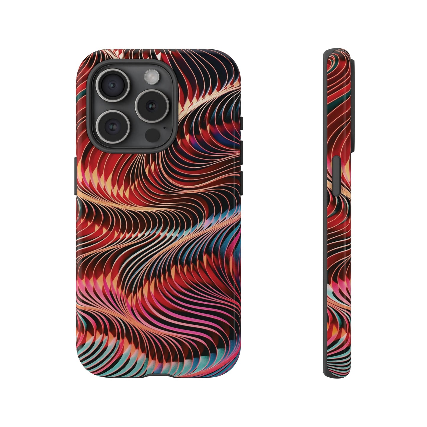 Wavy Crimson Abstract Wallpaper Phone Case|iPhone 15 Plus/ Pro, 14, 13, 12|Google Pixel 7, Pro, 5| Samsung Galaxy S23 All Major Phone Models