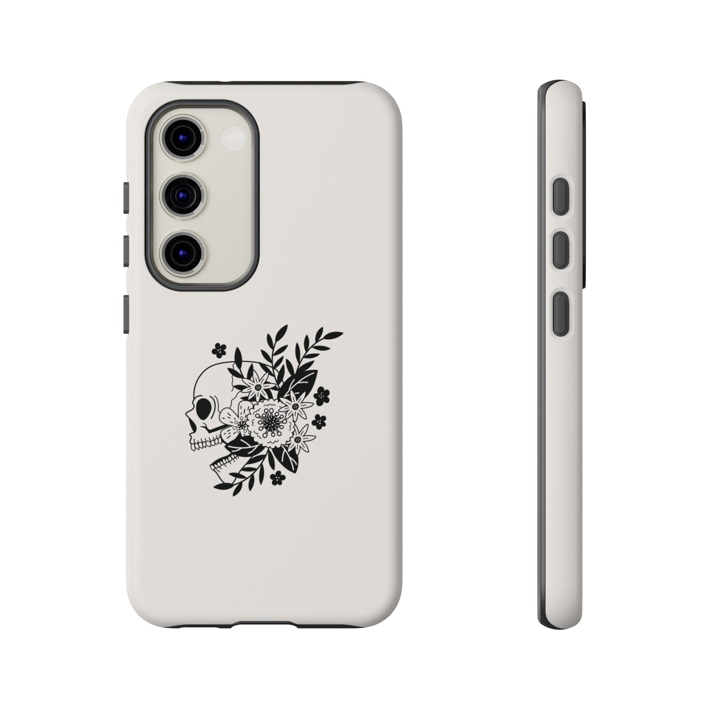 Skull with Flowers Wallpaper Phone Case | iPhone 15 Plus/ Pro, 14, 13, 12| Google Pixel 7, Pro, 5| Samsung Galaxy S23 All Major Phone Models