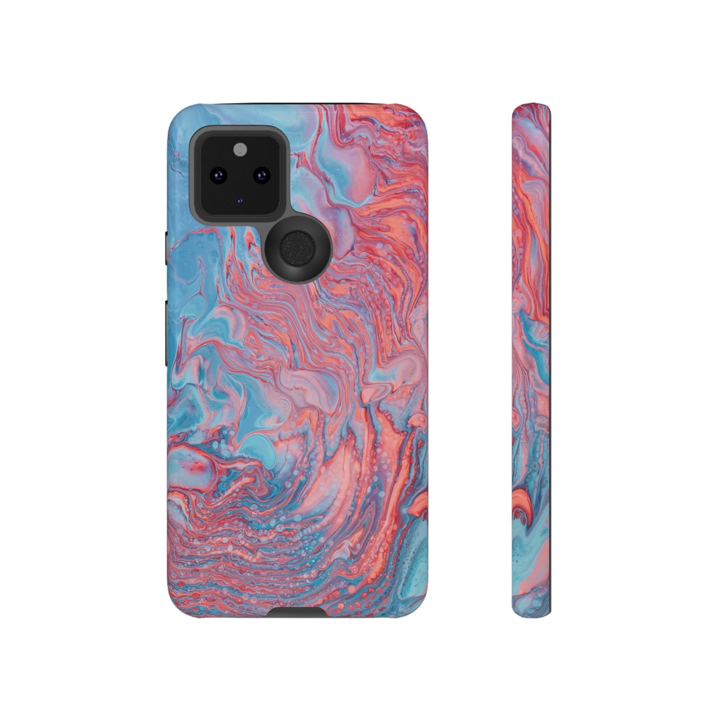 Coral Pink & Blue Abstract Paint Phone Case|iPhone 15 Plus/ Pro, 14, 13, 12|Google Pixel 7, Pro, 5|Samsung Galaxy S23 All Major Phone Models