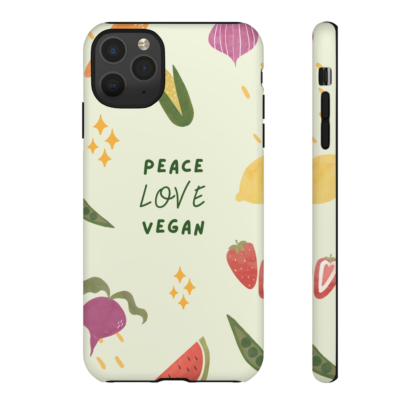 Peace Love Vegan Wallpaper Phone Case | iPhone 15 Plus/ Pro, 14, 13, 12| Google Pixel 7, Pro, 5| Samsung Galaxy S23 All Major Phone Models