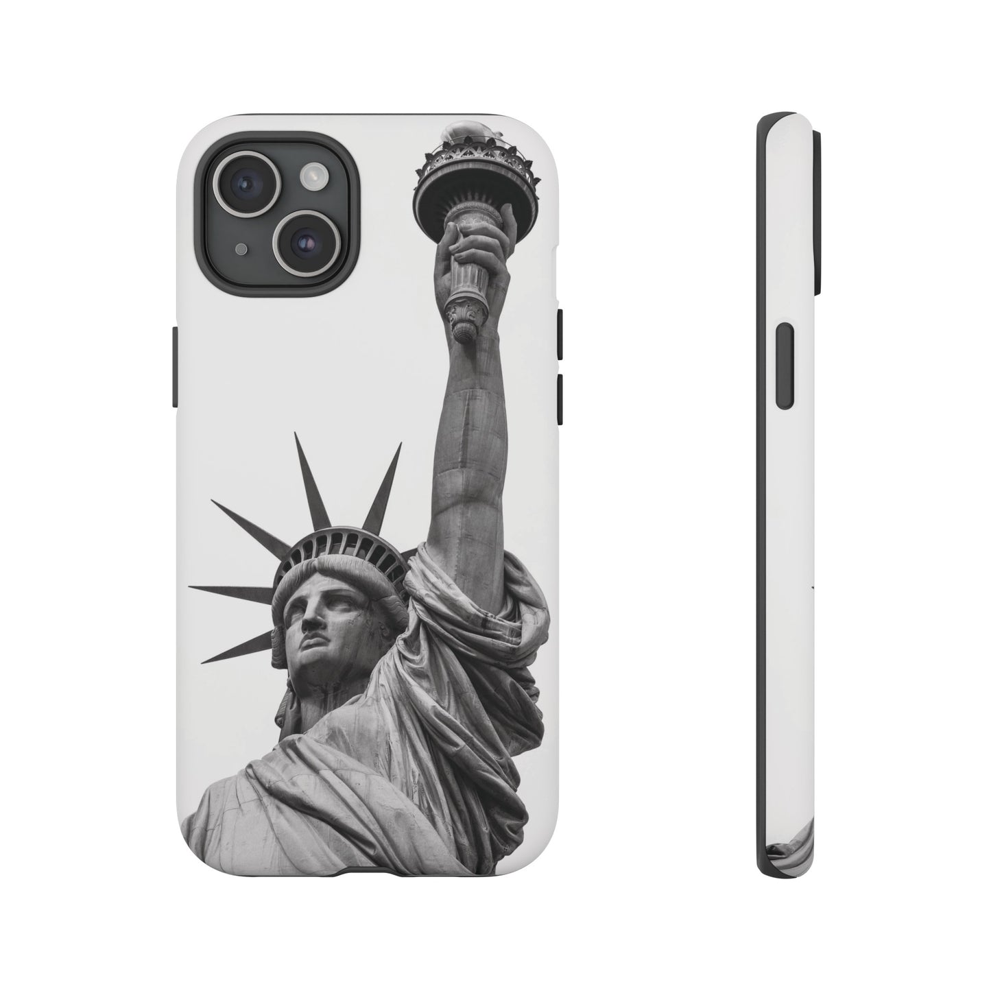 Black & White Statue of Liberty Wallpaper Phone Case | iPhone 15 Plus/ Pro, 14, 13, 12| Google Pixel 7, Pro, 5| Samsung Galaxy S23 All Major Phone Models