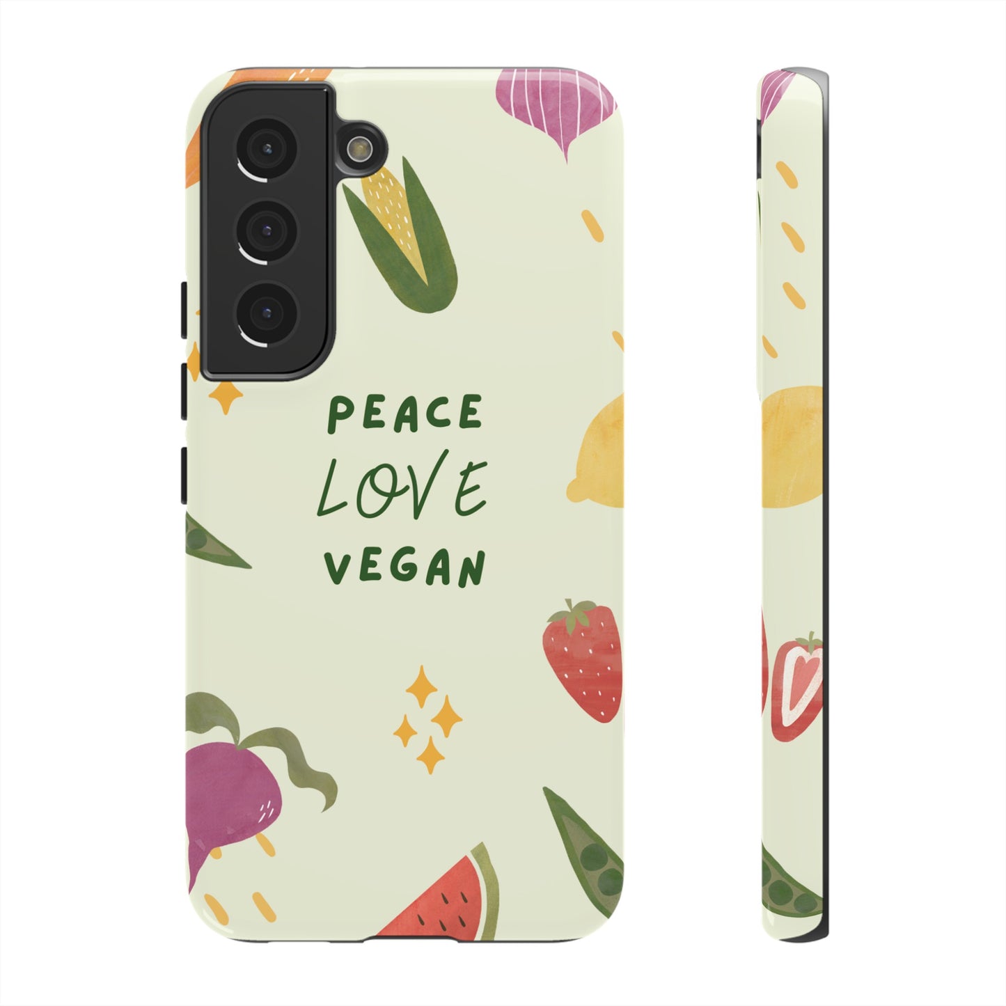 Peace Love Vegan Wallpaper Phone Case | iPhone 15 Plus/ Pro, 14, 13, 12| Google Pixel 7, Pro, 5| Samsung Galaxy S23 All Major Phone Models