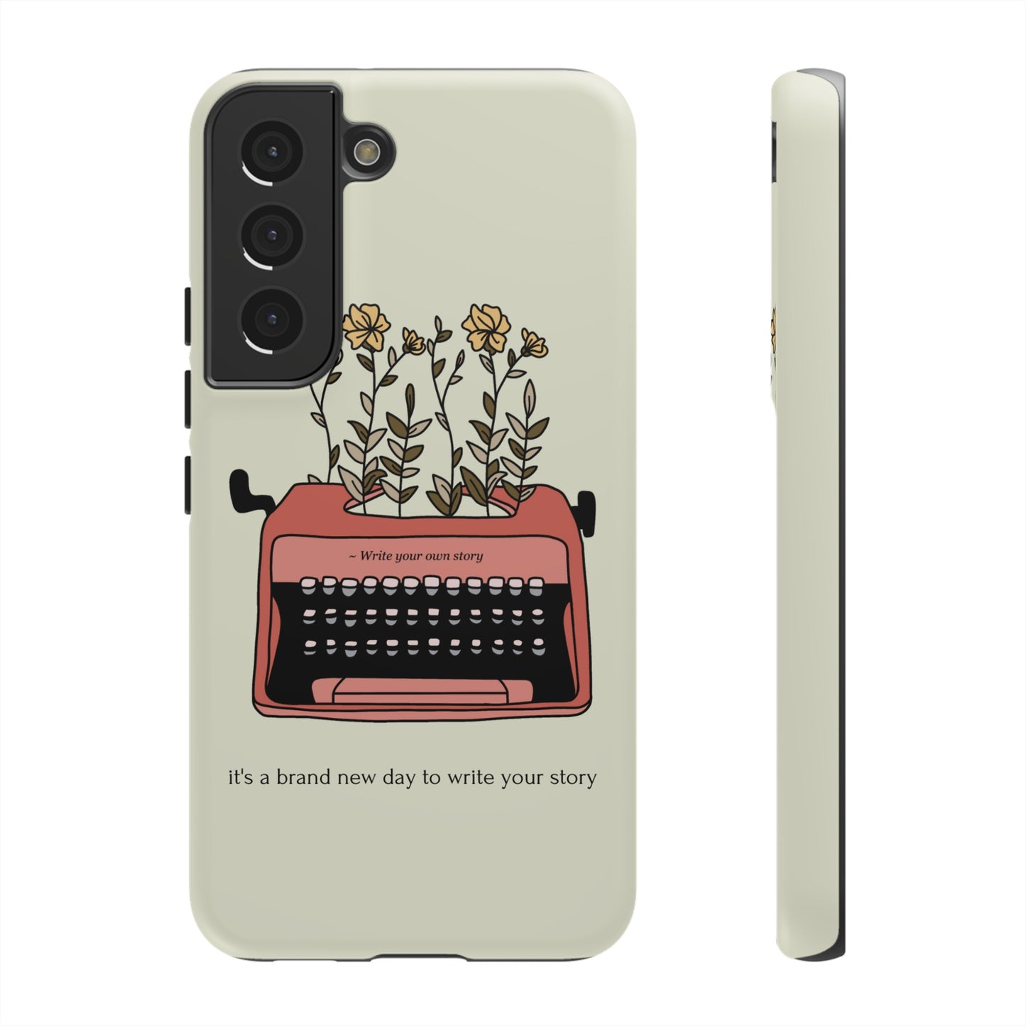 Flower Typewriter Phone Case | iPhone 15 Plus/ Pro, 14, 13, 12| Google Pixel 7, Pro, 5| Samsung Galaxy S23 All Major Phone Models