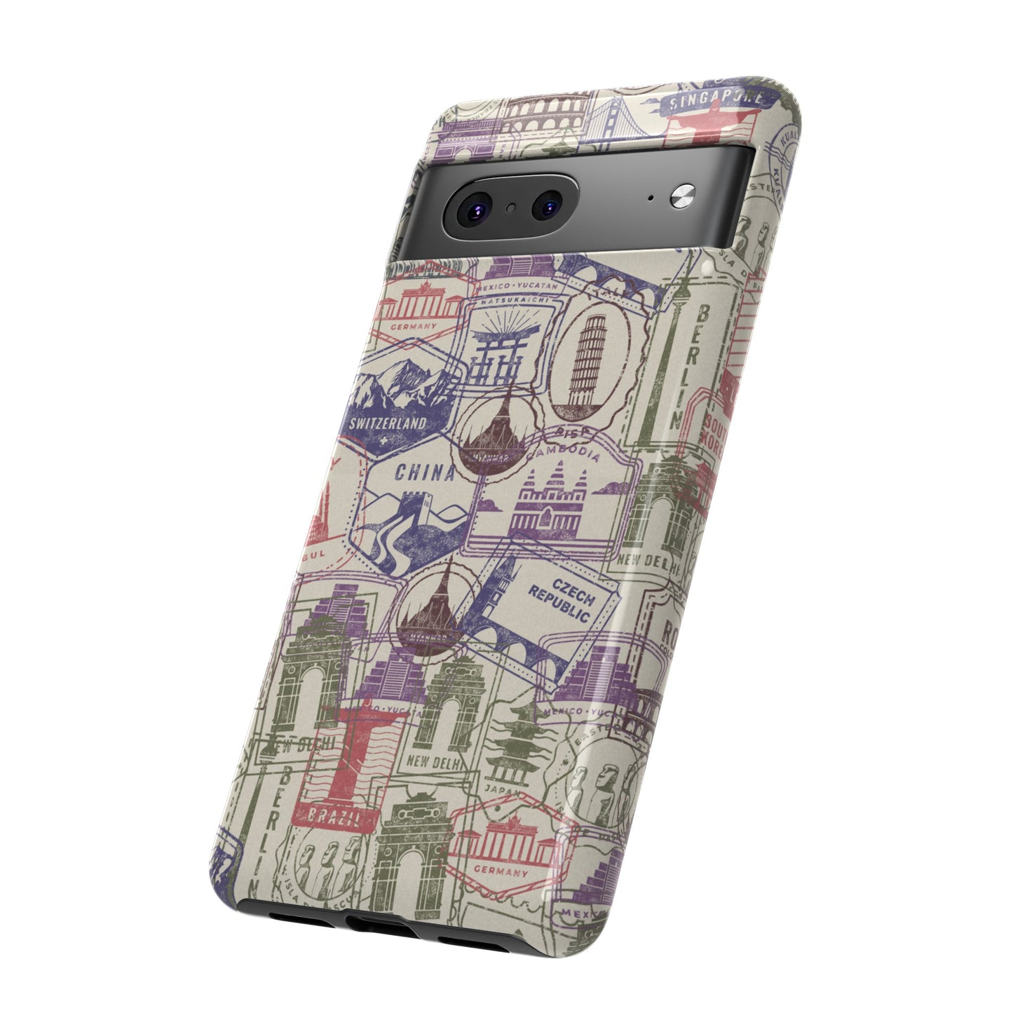 Travel Stamp Wallpaper Phone Case | iPhone 15 Plus/ Pro, 14, 13, 12| Google Pixel 7, Pro, 5| Samsung Galaxy S23 All Major Phone Models