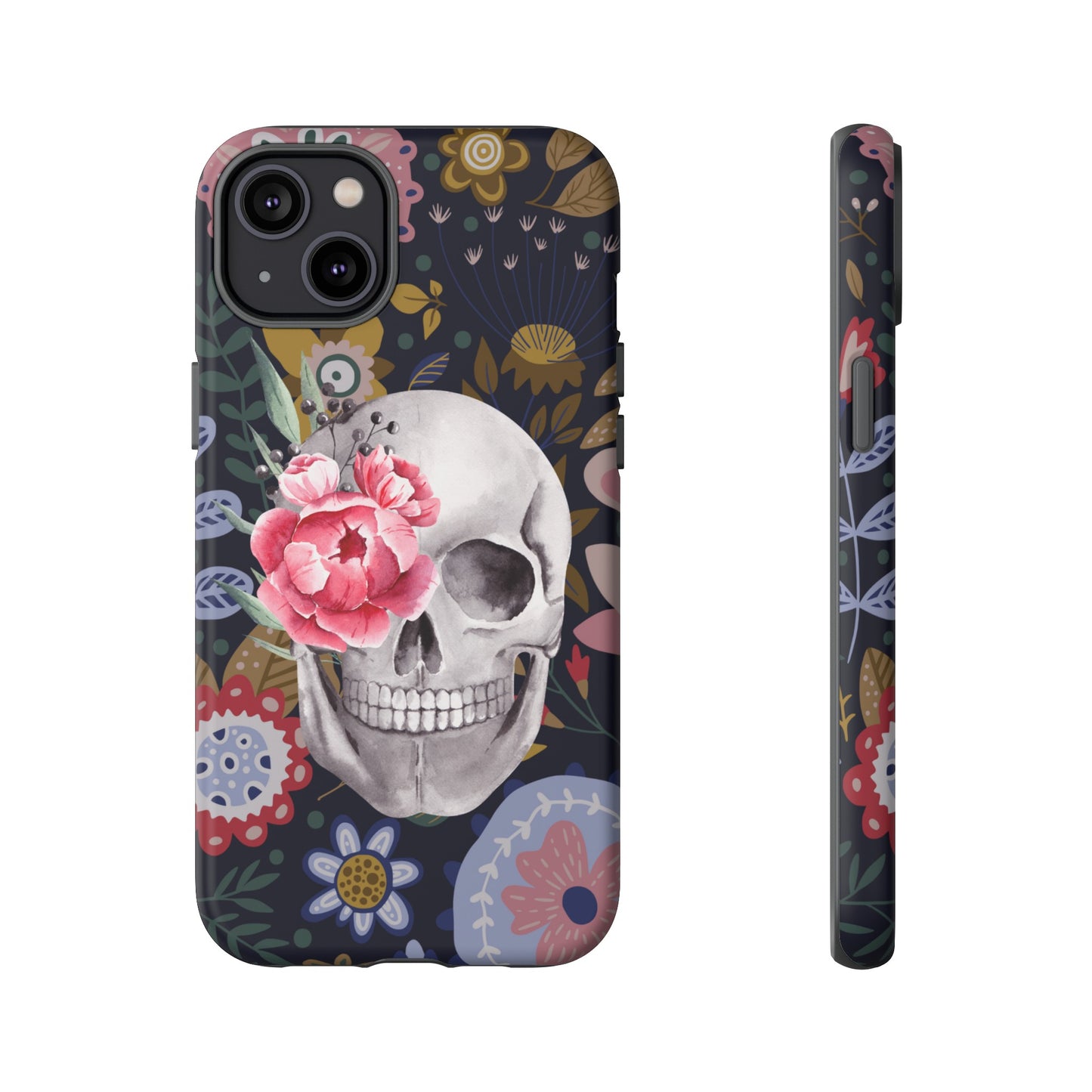 Floral Skull Wallpaper Phone Case | iPhone 15 Plus/ Pro, 14, 13, 12| Google Pixel 7, Pro, 5| Samsung Galaxy S23 All Major Phone Models