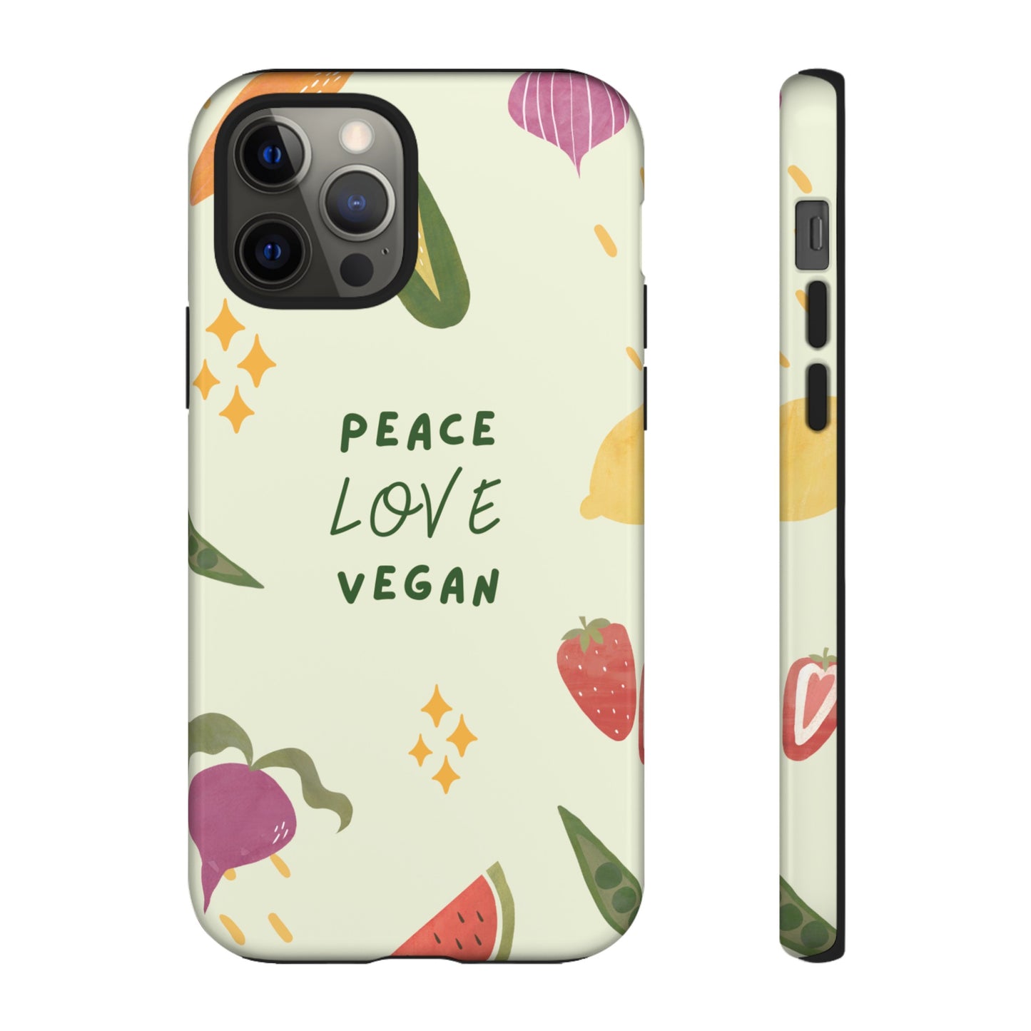 Peace Love Vegan Wallpaper Phone Case | iPhone 15 Plus/ Pro, 14, 13, 12| Google Pixel 7, Pro, 5| Samsung Galaxy S23 All Major Phone Models