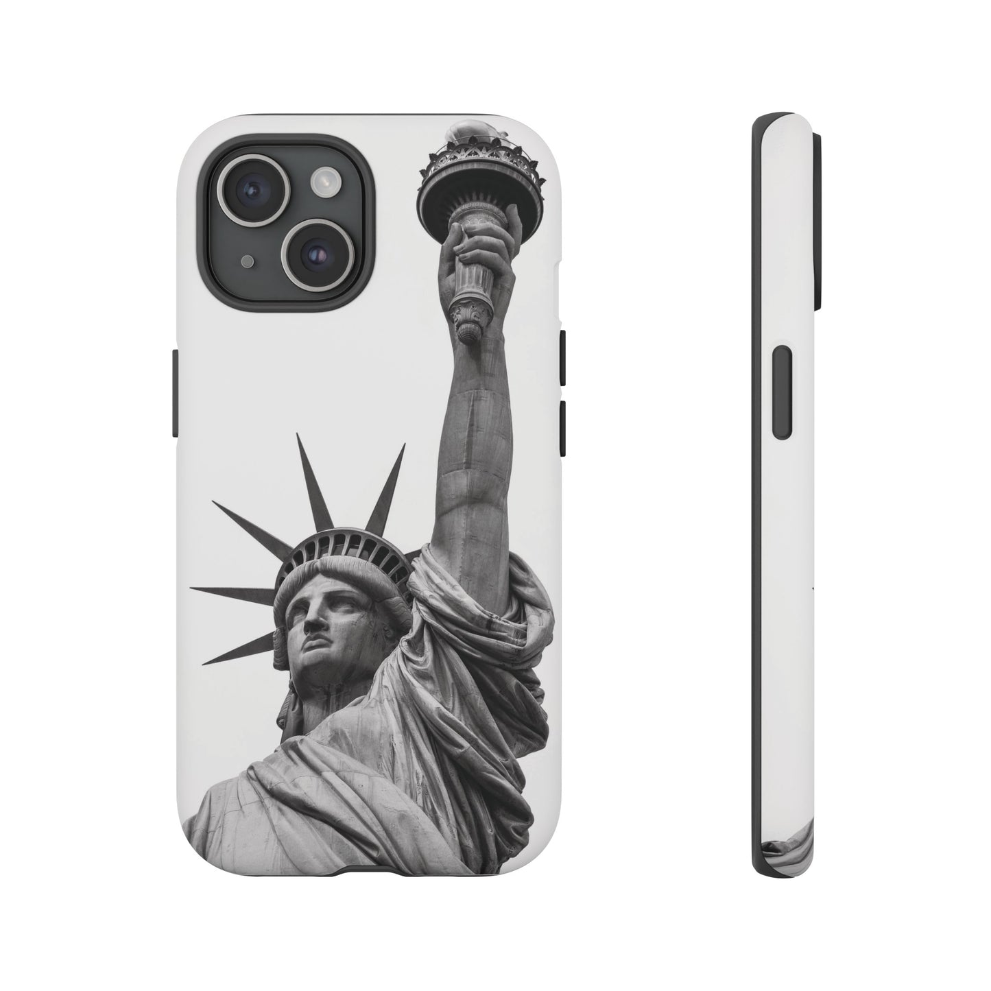 Black & White Statue of Liberty Wallpaper Phone Case | iPhone 15 Plus/ Pro, 14, 13, 12| Google Pixel 7, Pro, 5| Samsung Galaxy S23 All Major Phone Models