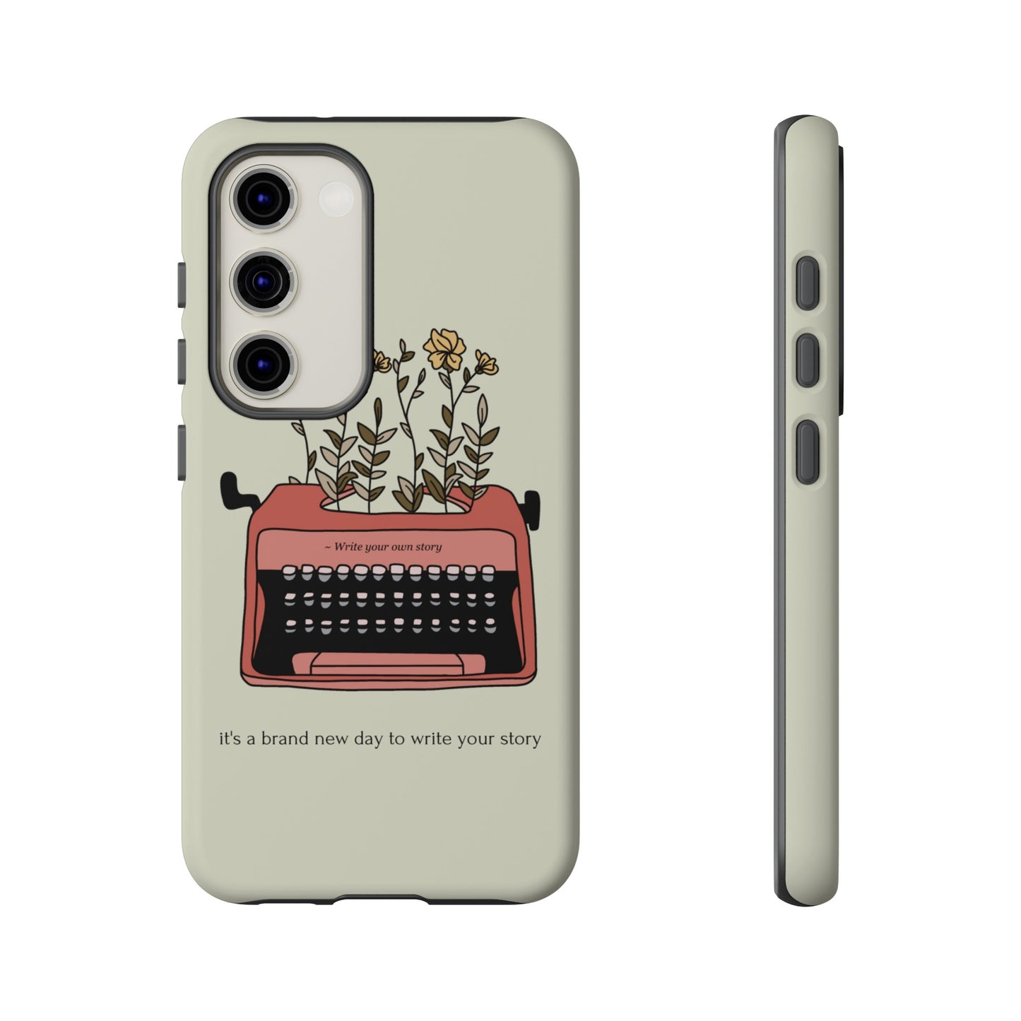 Flower Typewriter Phone Case | iPhone 15 Plus/ Pro, 14, 13, 12| Google Pixel 7, Pro, 5| Samsung Galaxy S23 All Major Phone Models