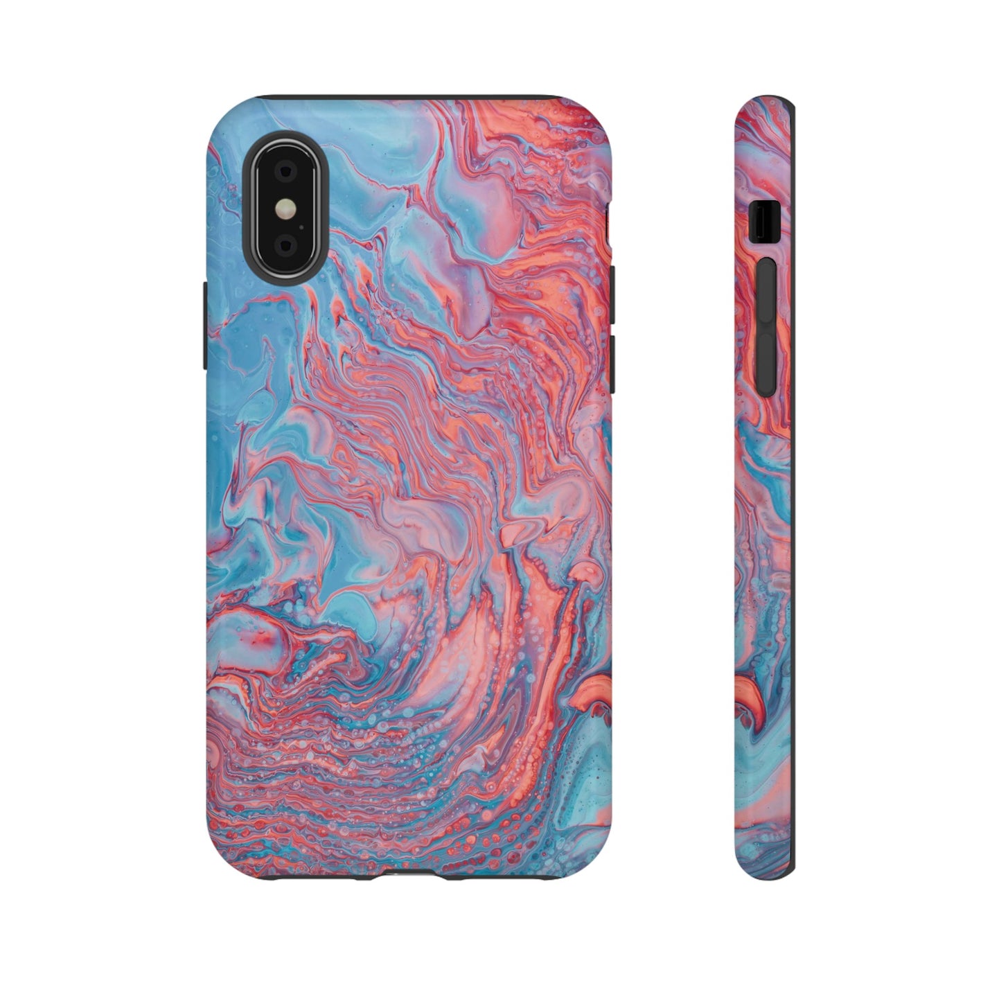 Coral Pink & Blue Abstract Paint Phone Case|iPhone 15 Plus/ Pro, 14, 13, 12|Google Pixel 7, Pro, 5|Samsung Galaxy S23 All Major Phone Models