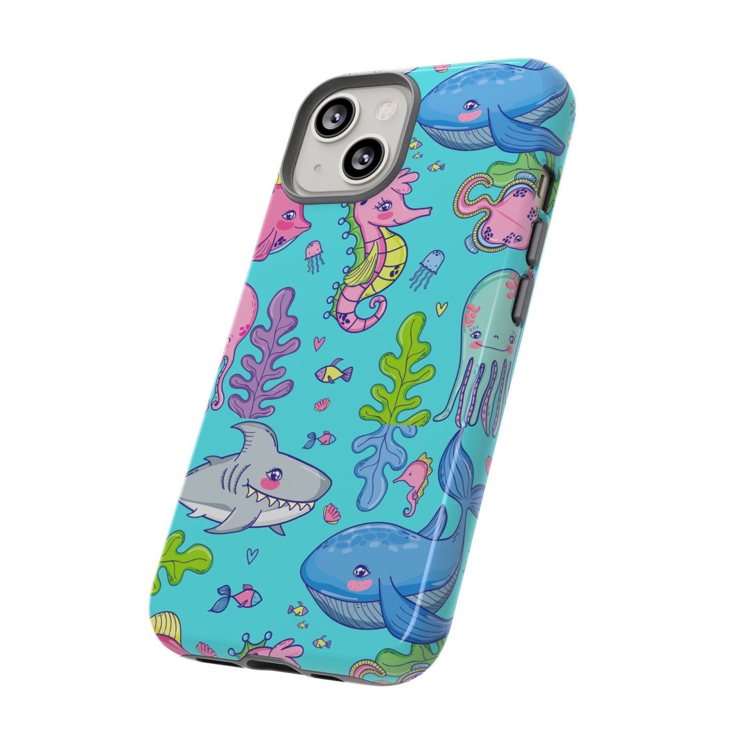 Cartoon Sea Creatures Wallpaper Phone Case | iPhone 15 Plus/ Pro, 14, 13, 12| Google Pixel 7, Pro, 5| Samsung Galaxy S23 All Major Phone Models