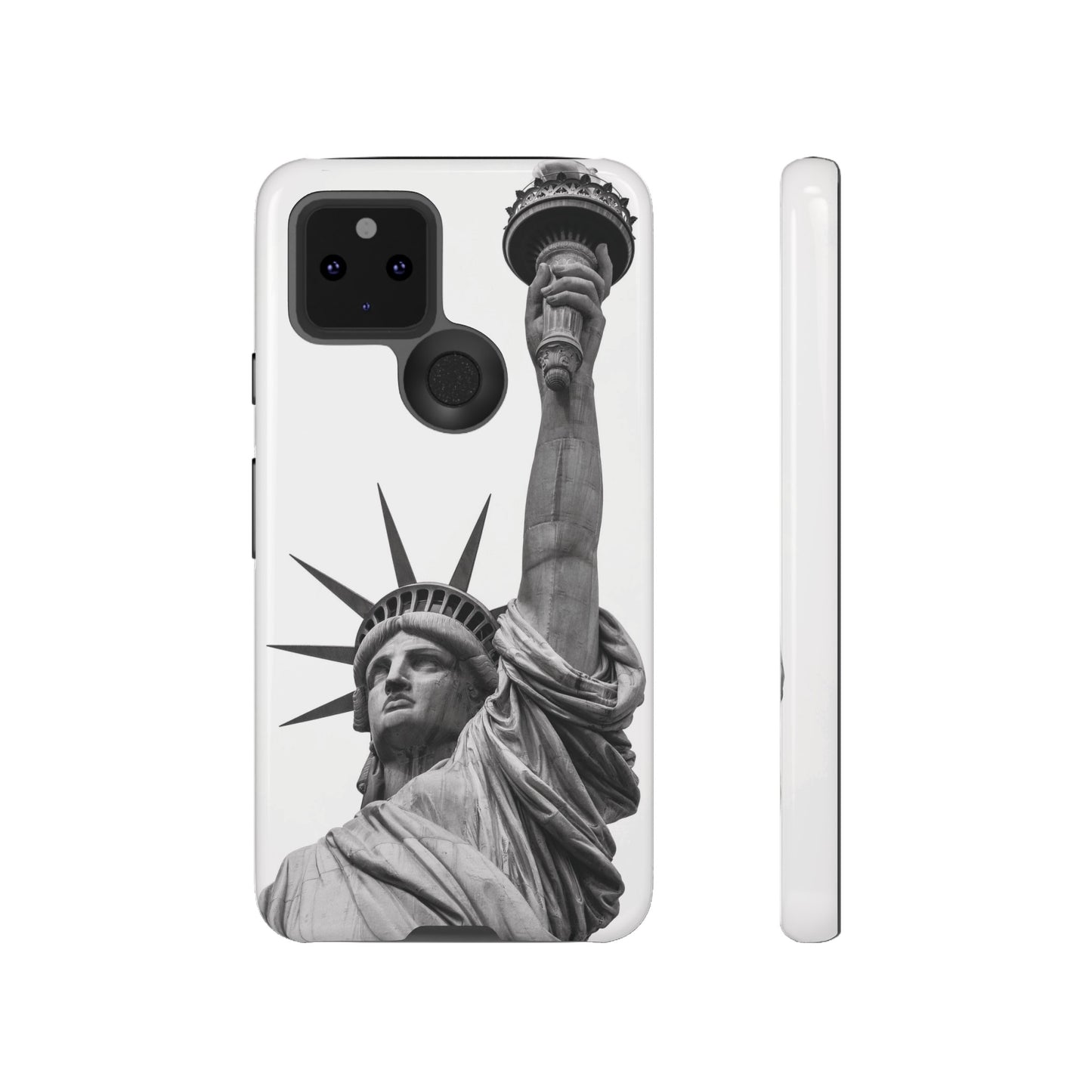 Black & White Statue of Liberty Wallpaper Phone Case | iPhone 15 Plus/ Pro, 14, 13, 12| Google Pixel 7, Pro, 5| Samsung Galaxy S23 All Major Phone Models