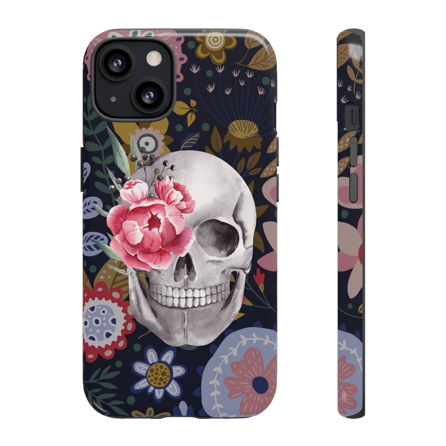 Floral Skull Wallpaper Phone Case | iPhone 15 Plus/ Pro, 14, 13, 12| Google Pixel 7, Pro, 5| Samsung Galaxy S23 All Major Phone Models