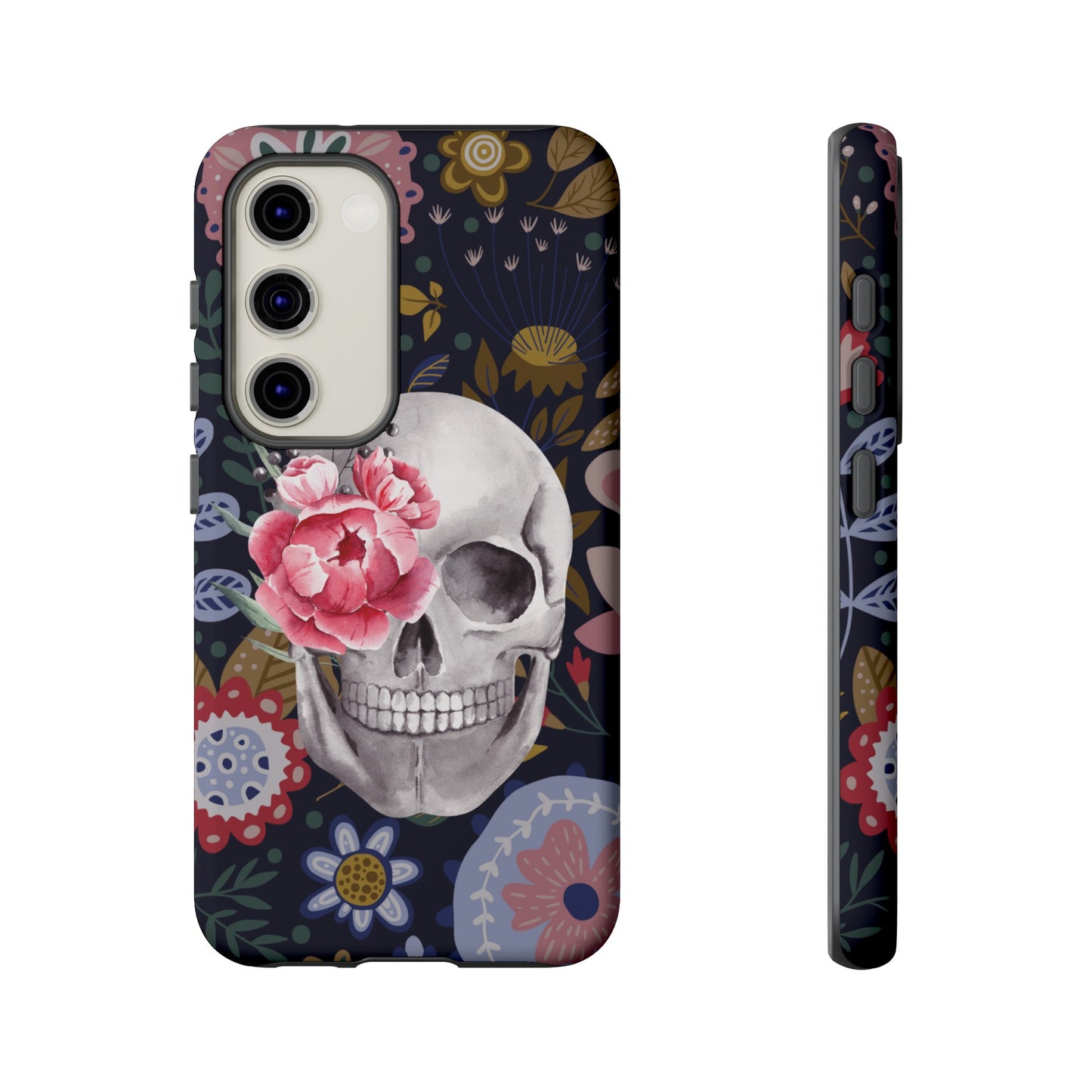 Floral Skull Wallpaper Phone Case | iPhone 15 Plus/ Pro, 14, 13, 12| Google Pixel 7, Pro, 5| Samsung Galaxy S23 All Major Phone Models