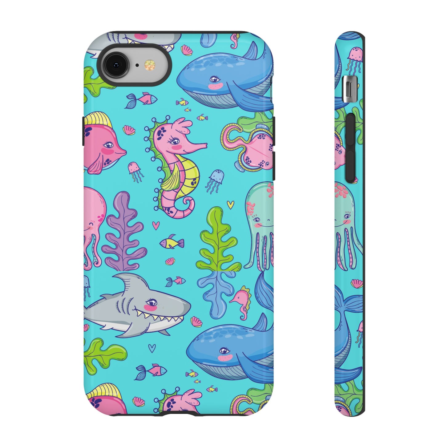 Cartoon Sea Creatures Wallpaper Phone Case | iPhone 15 Plus/ Pro, 14, 13, 12| Google Pixel 7, Pro, 5| Samsung Galaxy S23 All Major Phone Models