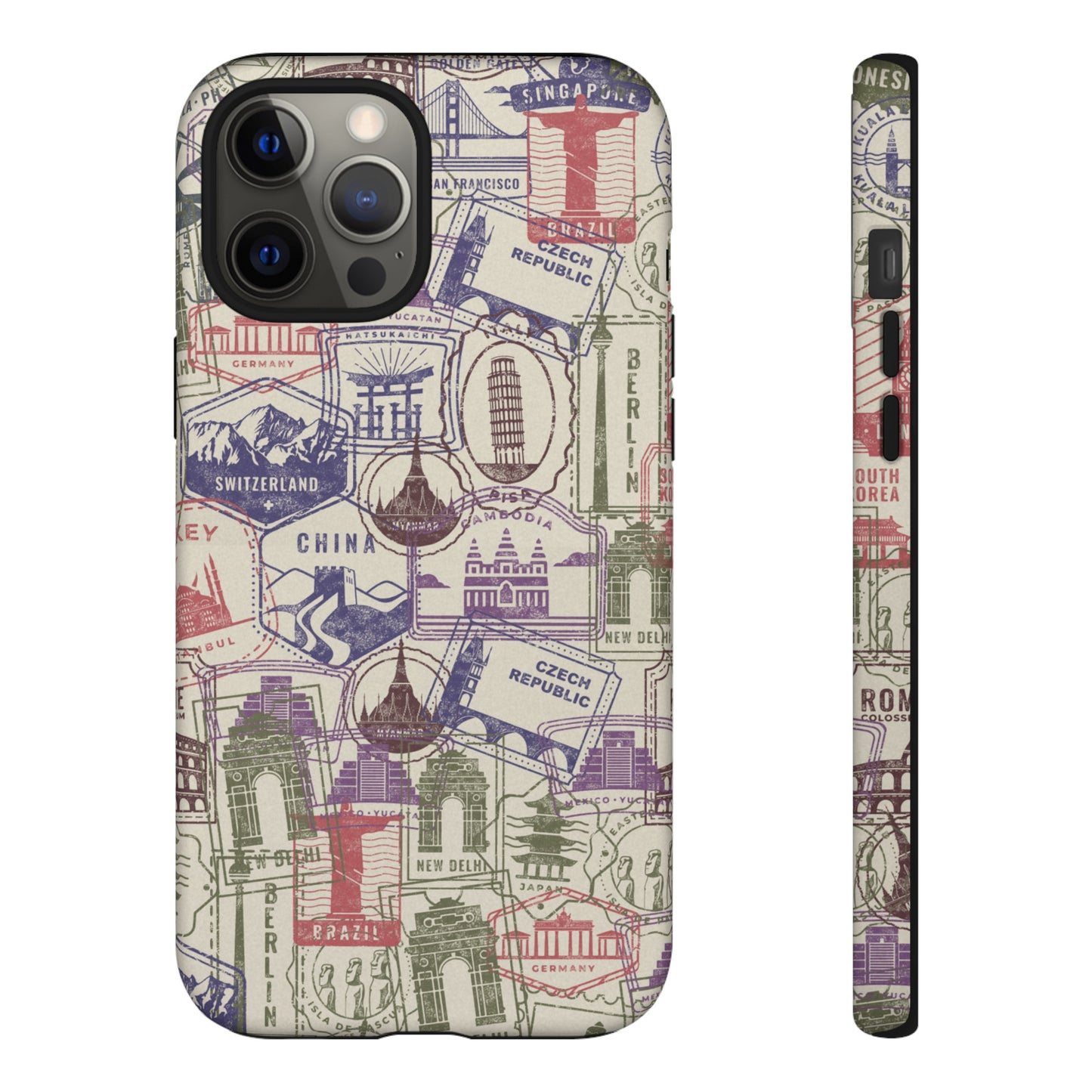 Travel Stamp Wallpaper Phone Case | iPhone 15 Plus/ Pro, 14, 13, 12| Google Pixel 7, Pro, 5| Samsung Galaxy S23 All Major Phone Models