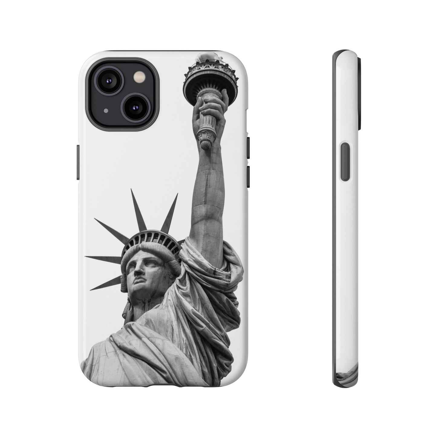 Black & White Statue of Liberty Wallpaper Phone Case | iPhone 15 Plus/ Pro, 14, 13, 12| Google Pixel 7, Pro, 5| Samsung Galaxy S23 All Major Phone Models