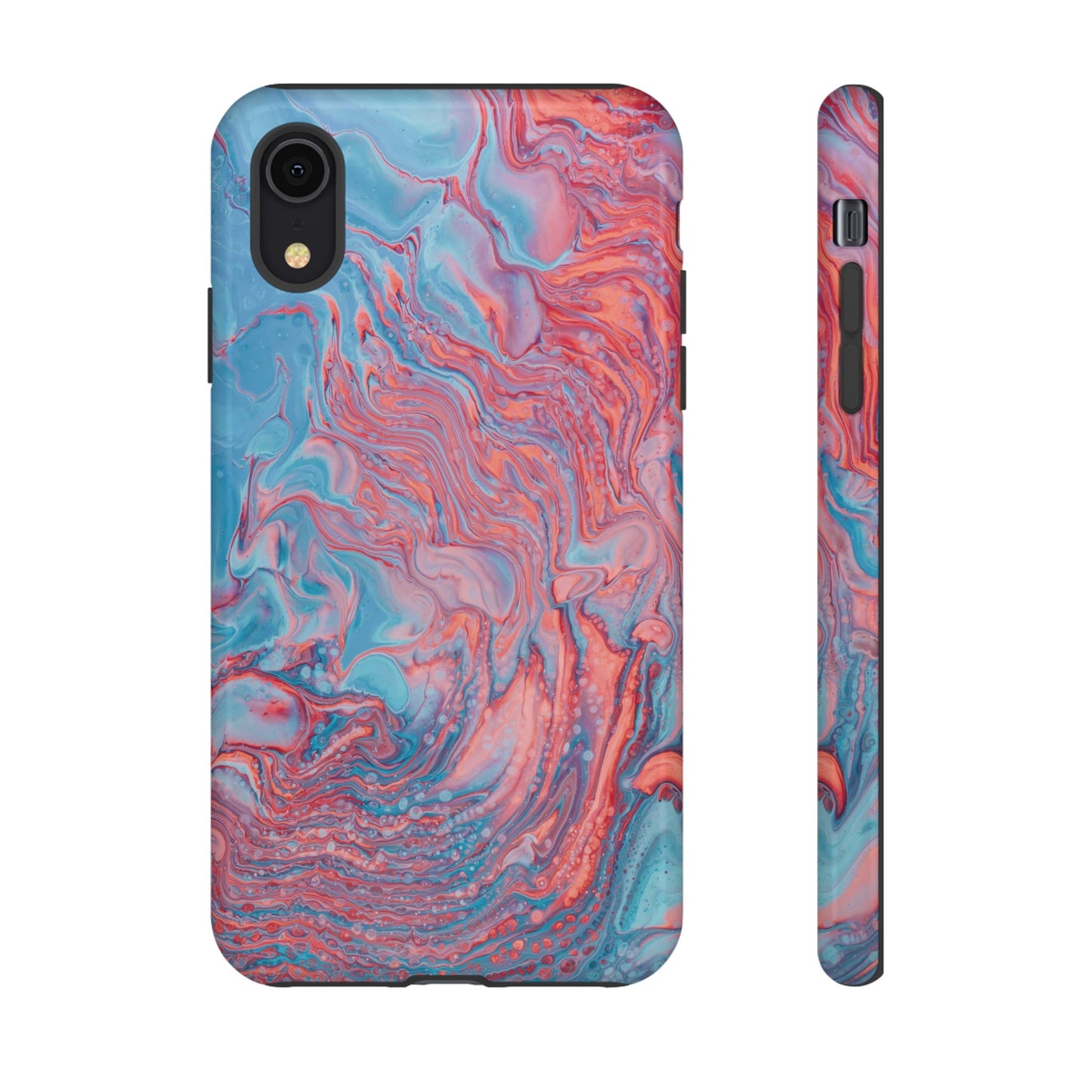 Coral Pink & Blue Abstract Paint Phone Case|iPhone 15 Plus/ Pro, 14, 13, 12|Google Pixel 7, Pro, 5|Samsung Galaxy S23 All Major Phone Models