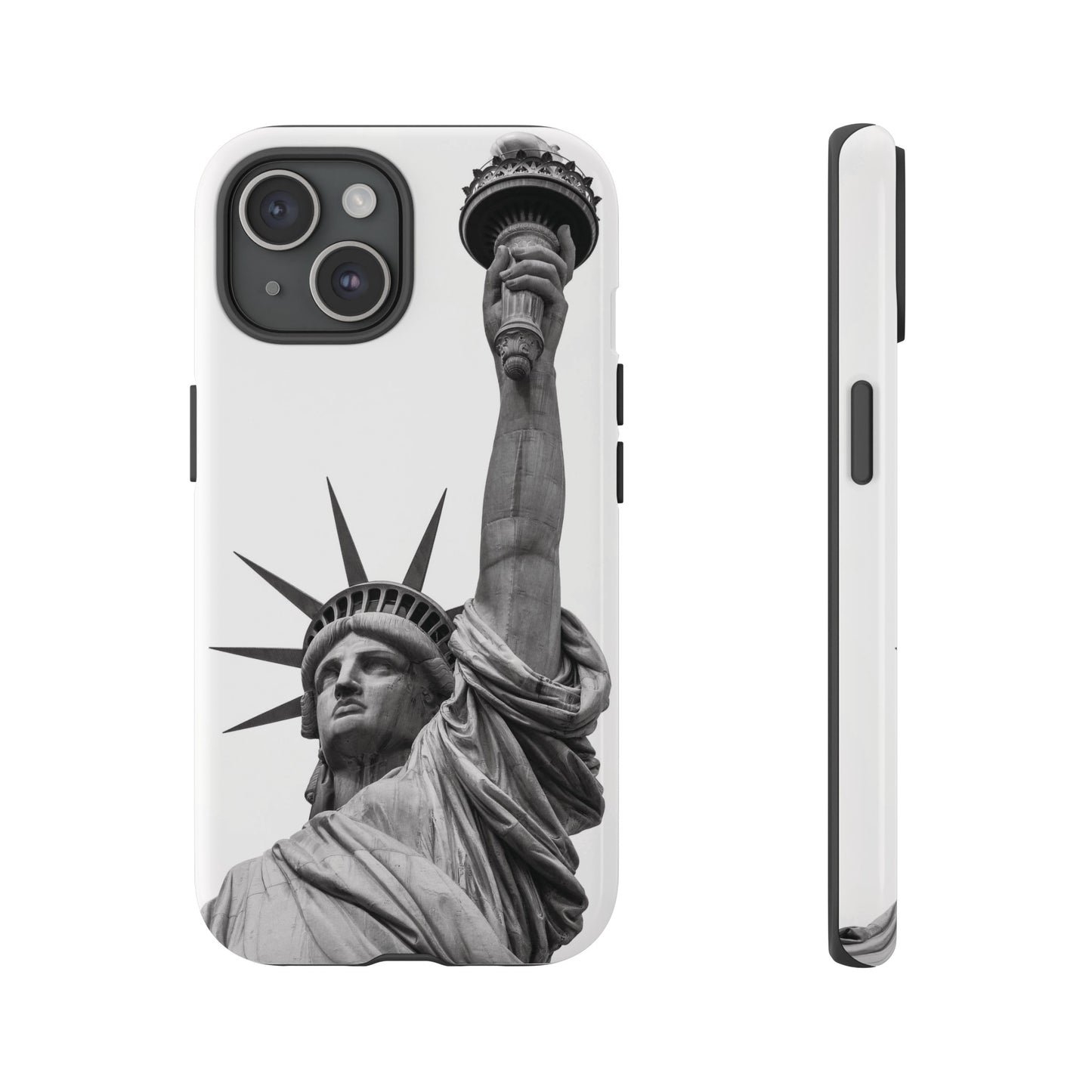 Black & White Statue of Liberty Wallpaper Phone Case | iPhone 15 Plus/ Pro, 14, 13, 12| Google Pixel 7, Pro, 5| Samsung Galaxy S23 All Major Phone Models