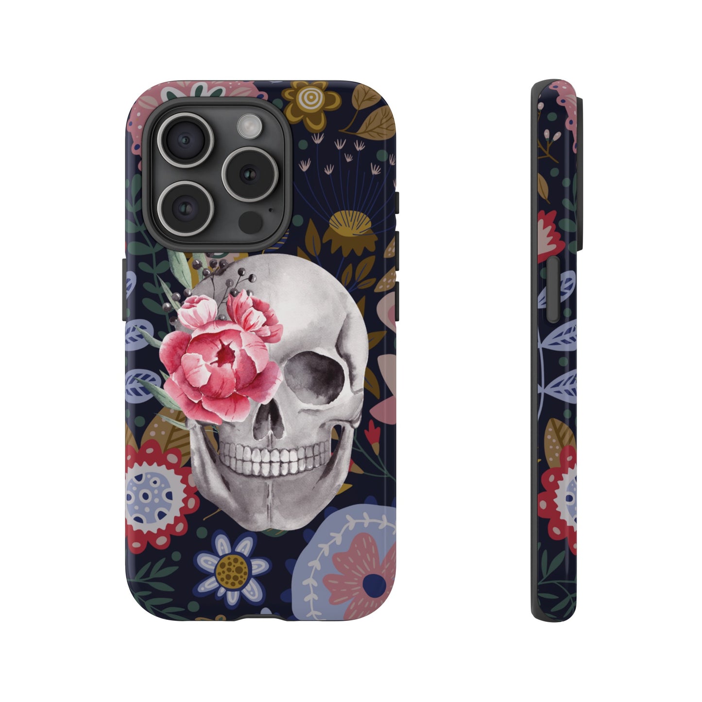 Floral Skull Wallpaper Phone Case | iPhone 15 Plus/ Pro, 14, 13, 12| Google Pixel 7, Pro, 5| Samsung Galaxy S23 All Major Phone Models