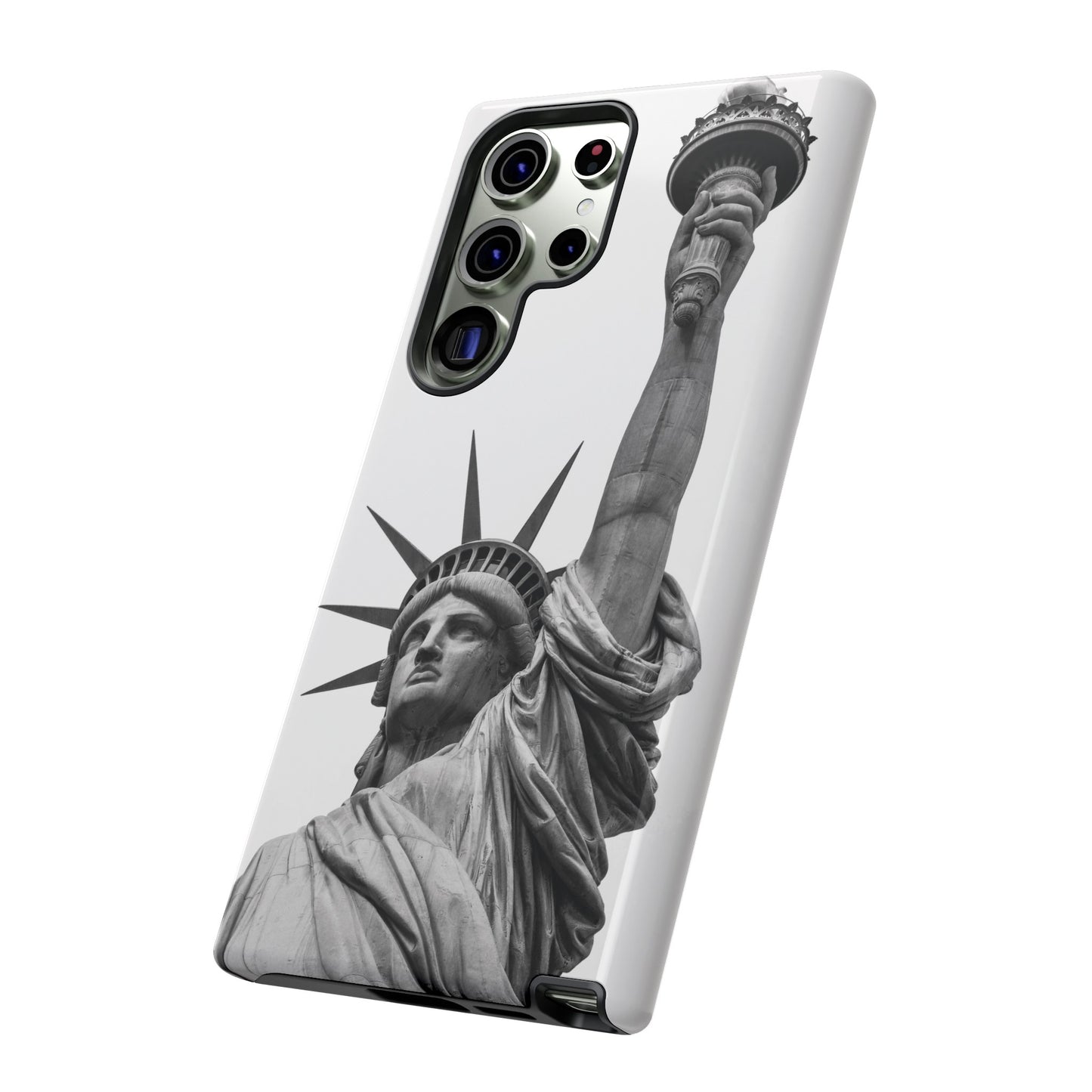 Black & White Statue of Liberty Wallpaper Phone Case | iPhone 15 Plus/ Pro, 14, 13, 12| Google Pixel 7, Pro, 5| Samsung Galaxy S23 All Major Phone Models