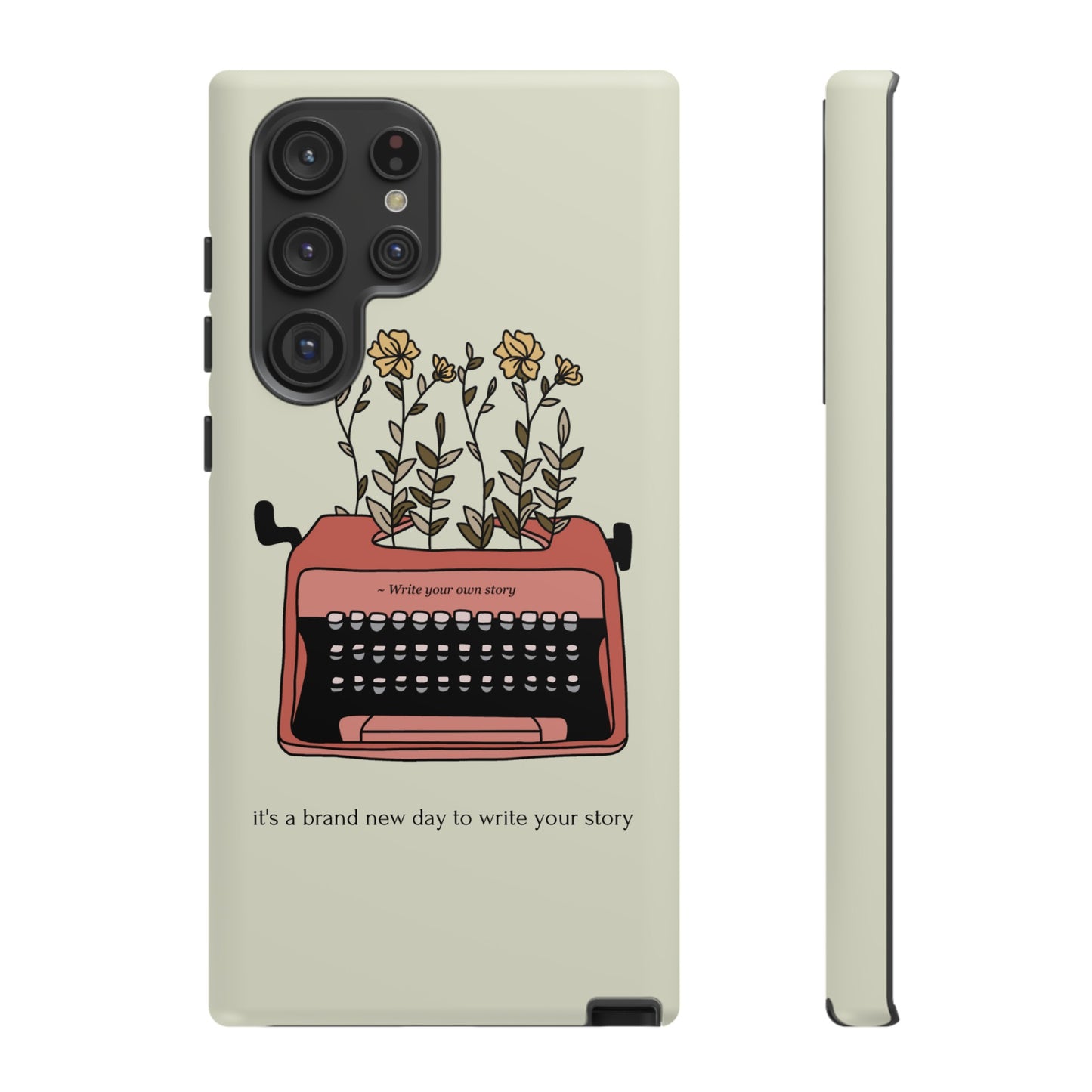 Flower Typewriter Phone Case | iPhone 15 Plus/ Pro, 14, 13, 12| Google Pixel 7, Pro, 5| Samsung Galaxy S23 All Major Phone Models