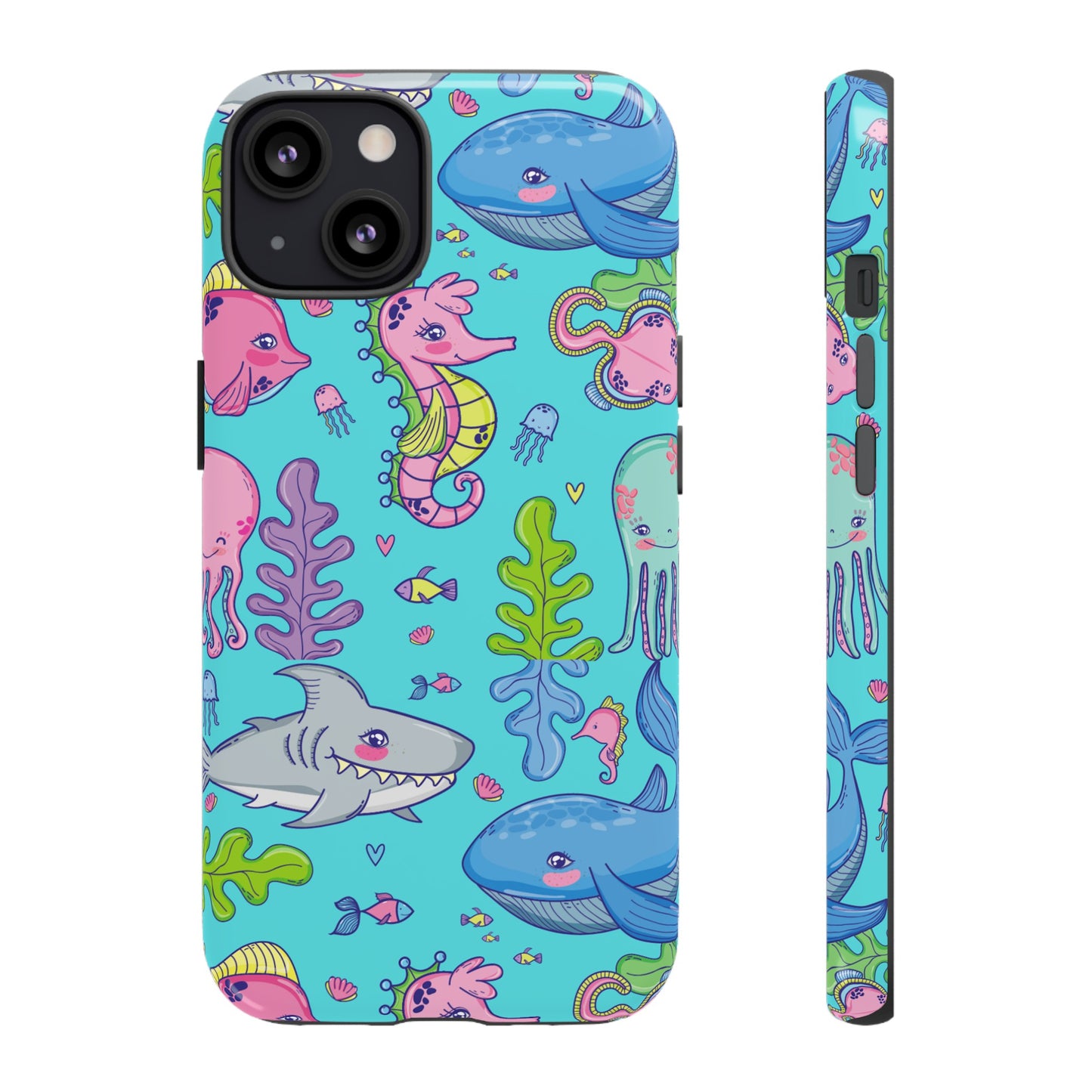 Cartoon Sea Creatures Wallpaper Phone Case | iPhone 15 Plus/ Pro, 14, 13, 12| Google Pixel 7, Pro, 5| Samsung Galaxy S23 All Major Phone Models