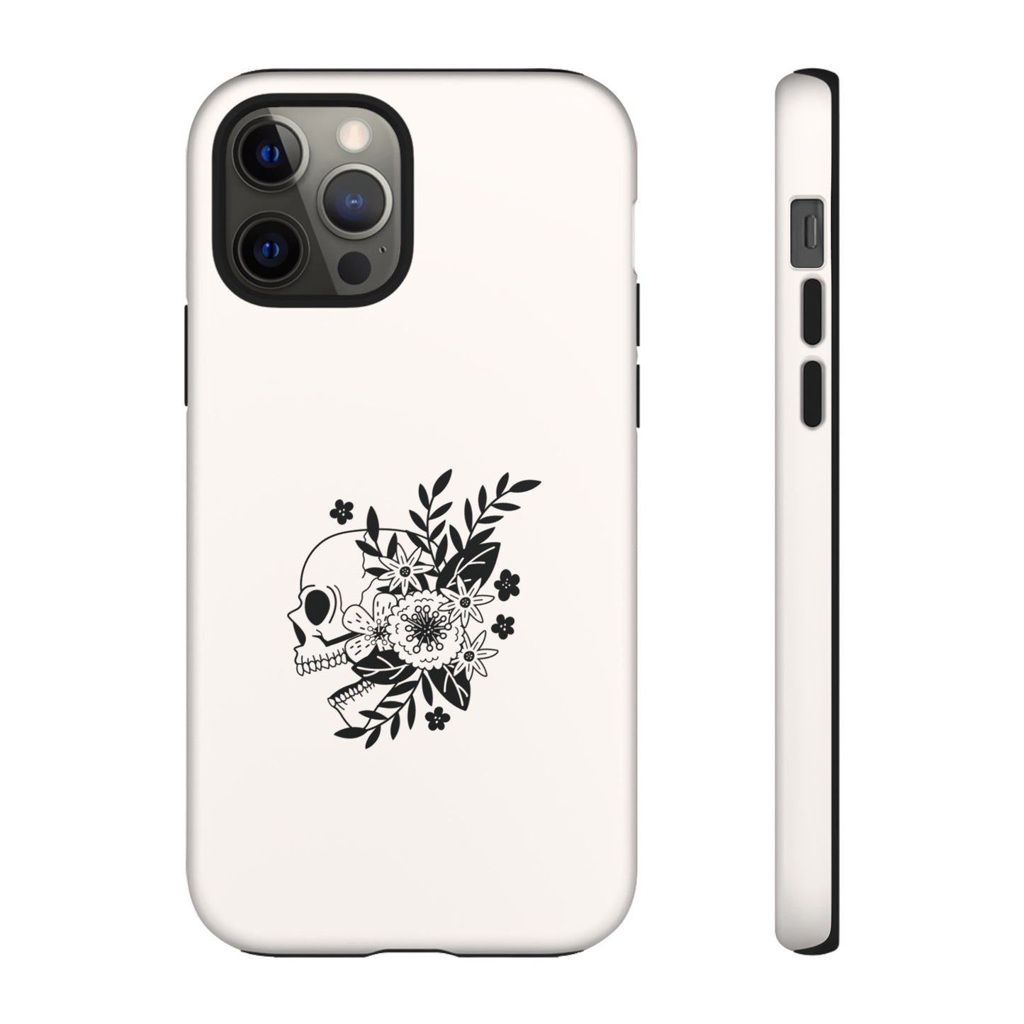 Skull with Flowers Wallpaper Phone Case | iPhone 15 Plus/ Pro, 14, 13, 12| Google Pixel 7, Pro, 5| Samsung Galaxy S23 All Major Phone Models