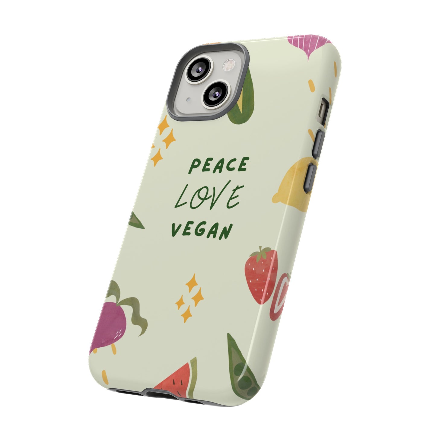 Peace Love Vegan Wallpaper Phone Case | iPhone 15 Plus/ Pro, 14, 13, 12| Google Pixel 7, Pro, 5| Samsung Galaxy S23 All Major Phone Models