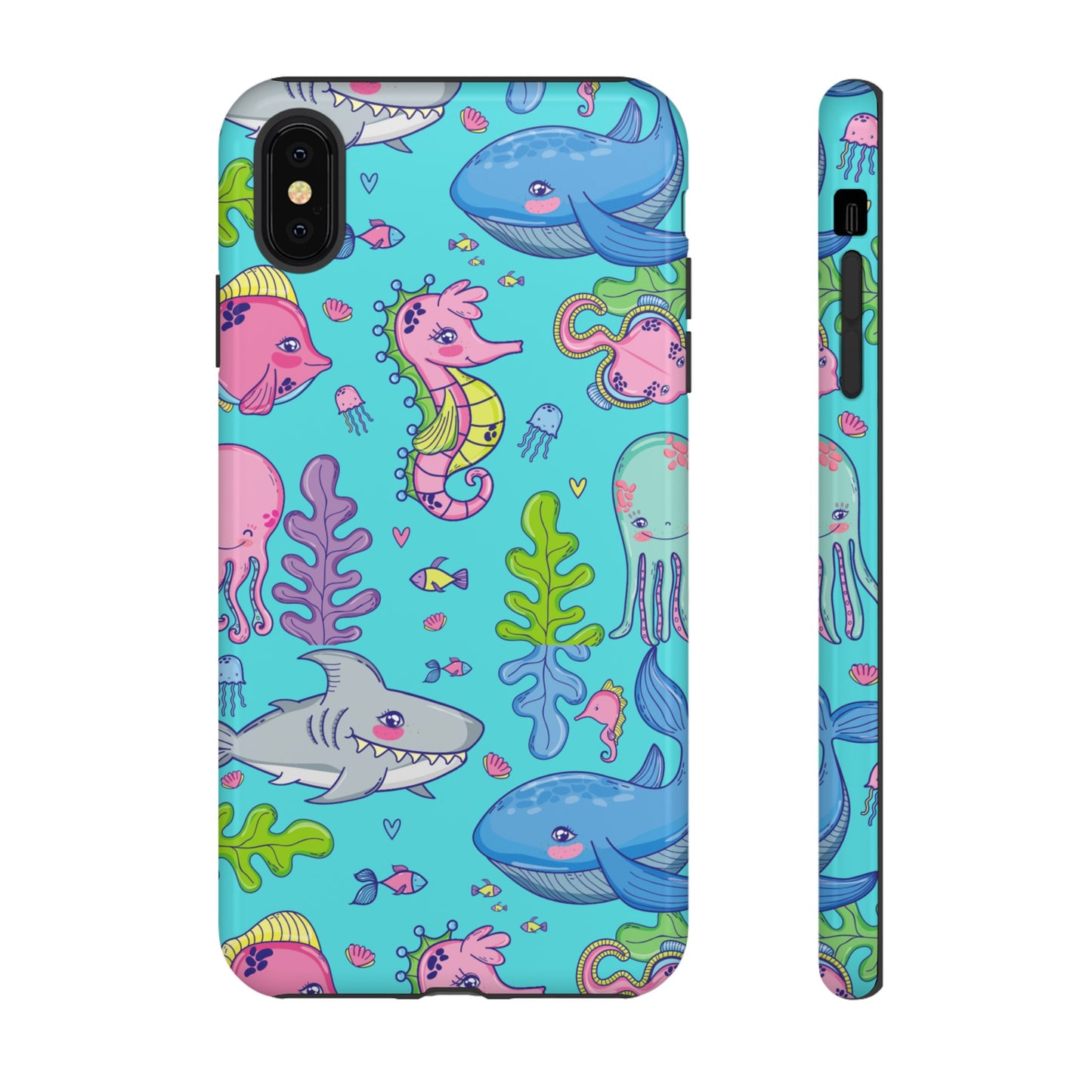 Cartoon Sea Creatures Wallpaper Phone Case | iPhone 15 Plus/ Pro, 14, 13, 12| Google Pixel 7, Pro, 5| Samsung Galaxy S23 All Major Phone Models