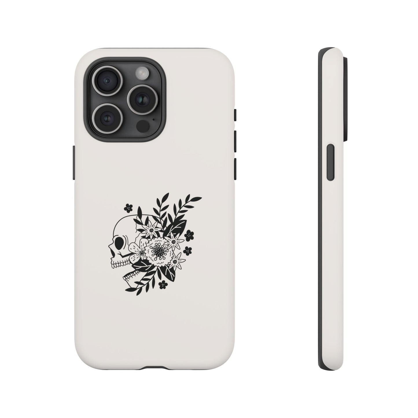 Skull with Flowers Wallpaper Phone Case | iPhone 15 Plus/ Pro, 14, 13, 12| Google Pixel 7, Pro, 5| Samsung Galaxy S23 All Major Phone Models