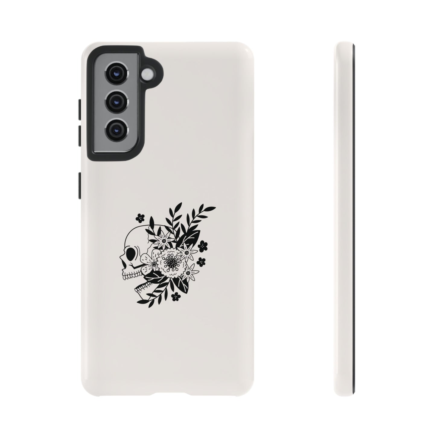 Skull with Flowers Wallpaper Phone Case | iPhone 15 Plus/ Pro, 14, 13, 12| Google Pixel 7, Pro, 5| Samsung Galaxy S23 All Major Phone Models